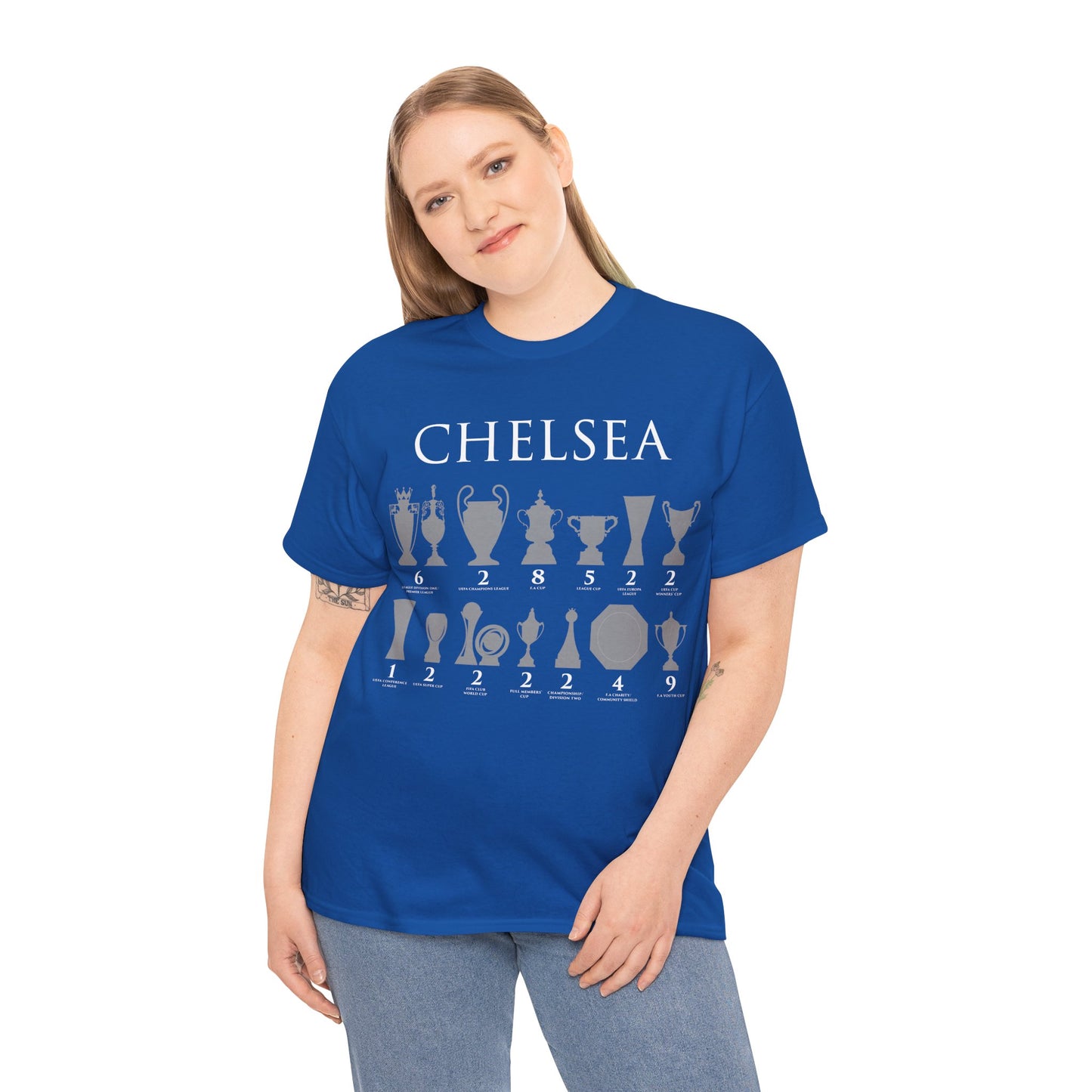 Chelsea Trophies Unisex Heavy Cotton T-Shirt - Royal/White/Black/Gold/Navy