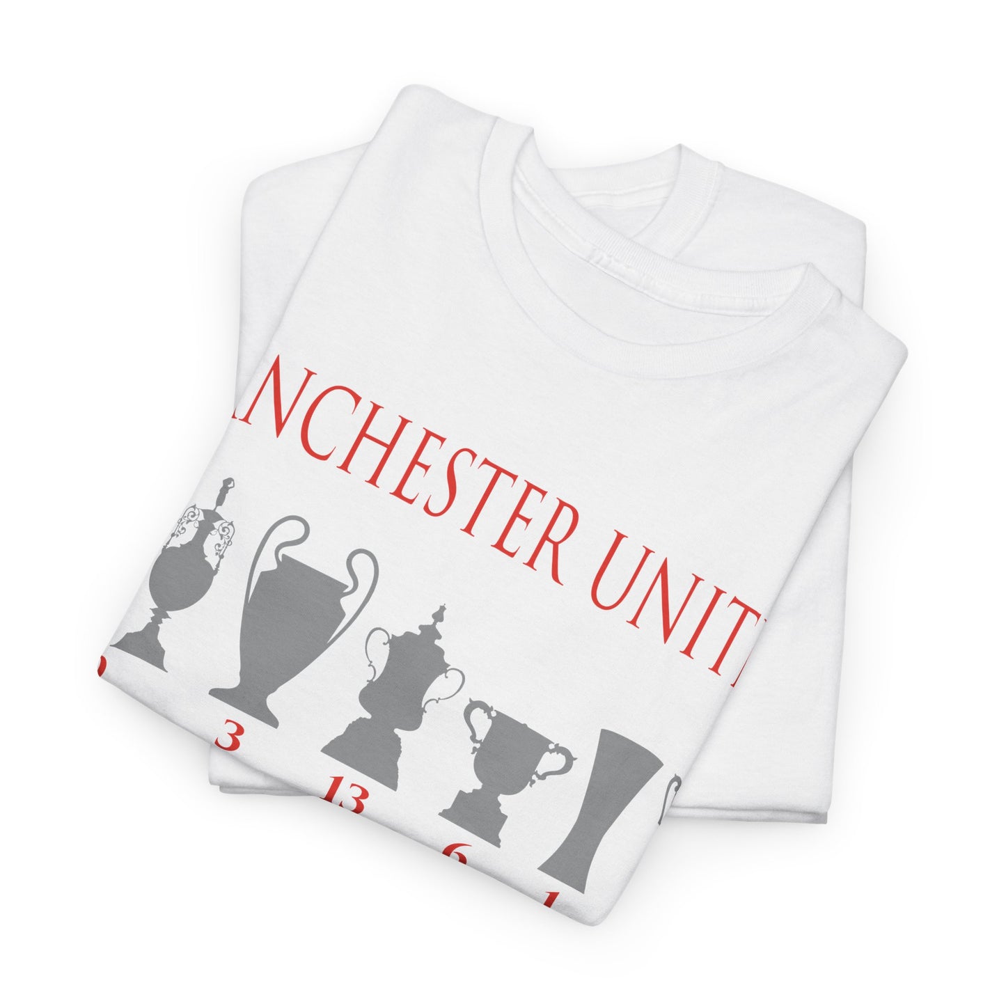 Manchester United Trophies Unisex Heavy Cotton T-Shirt - Red/White/Black