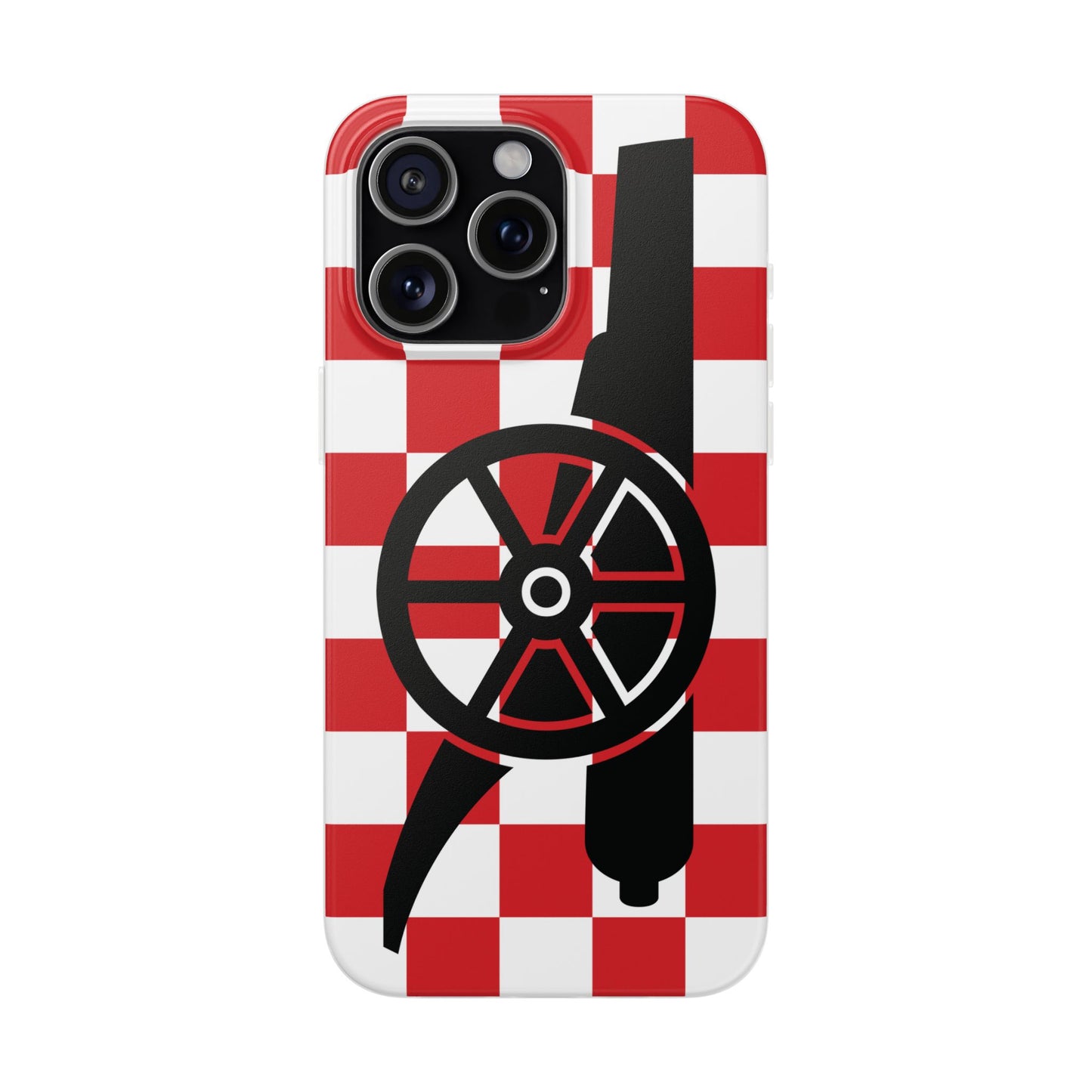 Arsenal Cannon Red & White Chequered iPhone Flexi Case - iPhone 16, 15, 14, Plus/Pro/Pro Max
