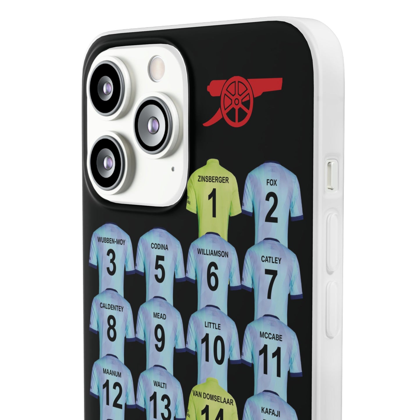 Arsenal Women Third Kit iPhone Flexi Case - iPhone 16, 15, 14, 13, 12, Mini/Plus/Pro/Pro Max - Black