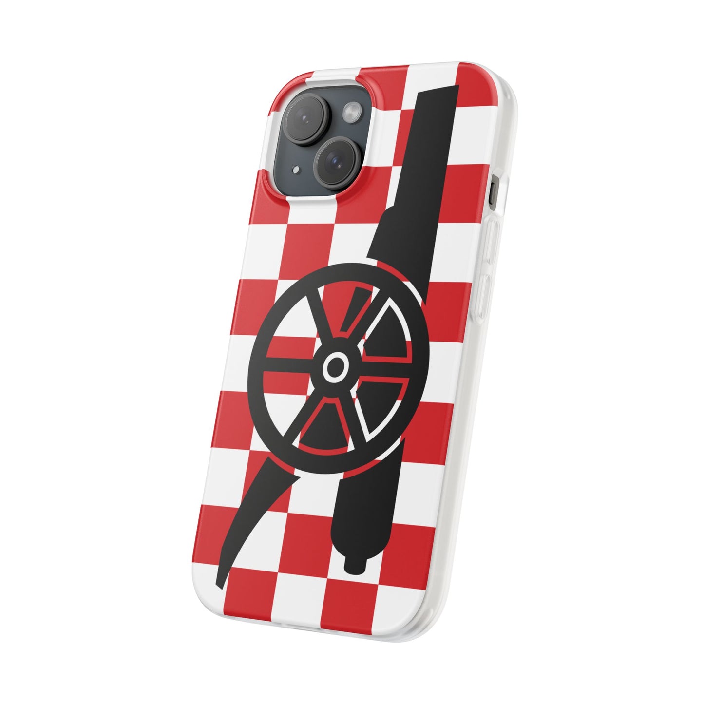 Arsenal Cannon Red & White Chequered iPhone Flexi Case - iPhone 16, 15, 14, Plus/Pro/Pro Max