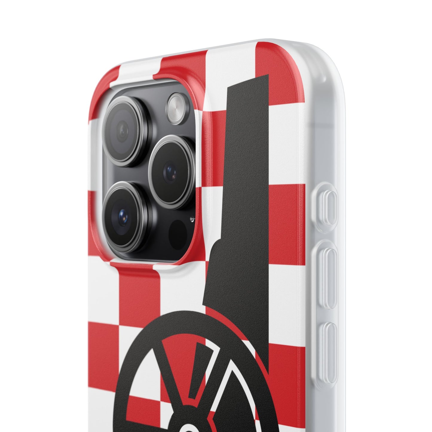 Arsenal Cannon Red & White Chequered iPhone Flexi Case - iPhone 16, 15, 14, Plus/Pro/Pro Max
