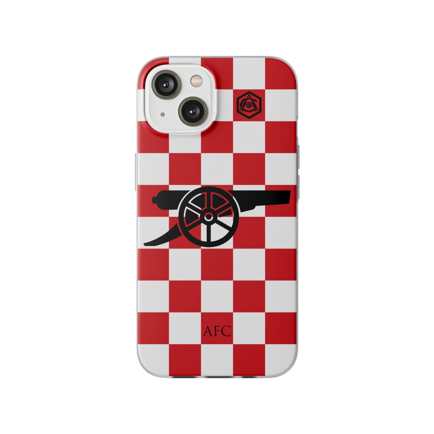 Arsenal Red & White Chequered Cannon & Monogram iPhone Flexi Case - iPhone 16, 15, 14, Plus/Pro/Pro Max