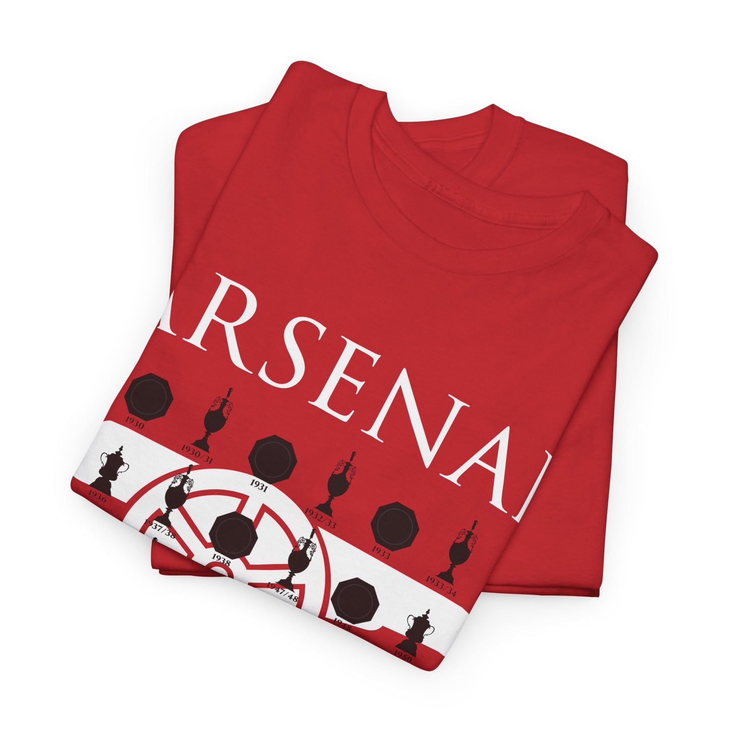 Arsenal Cannon & Trophies Collection Unisex Heavy Cotton T-Shirt - Red/Black/White/Sport Grey/Royal/Gold/Navy