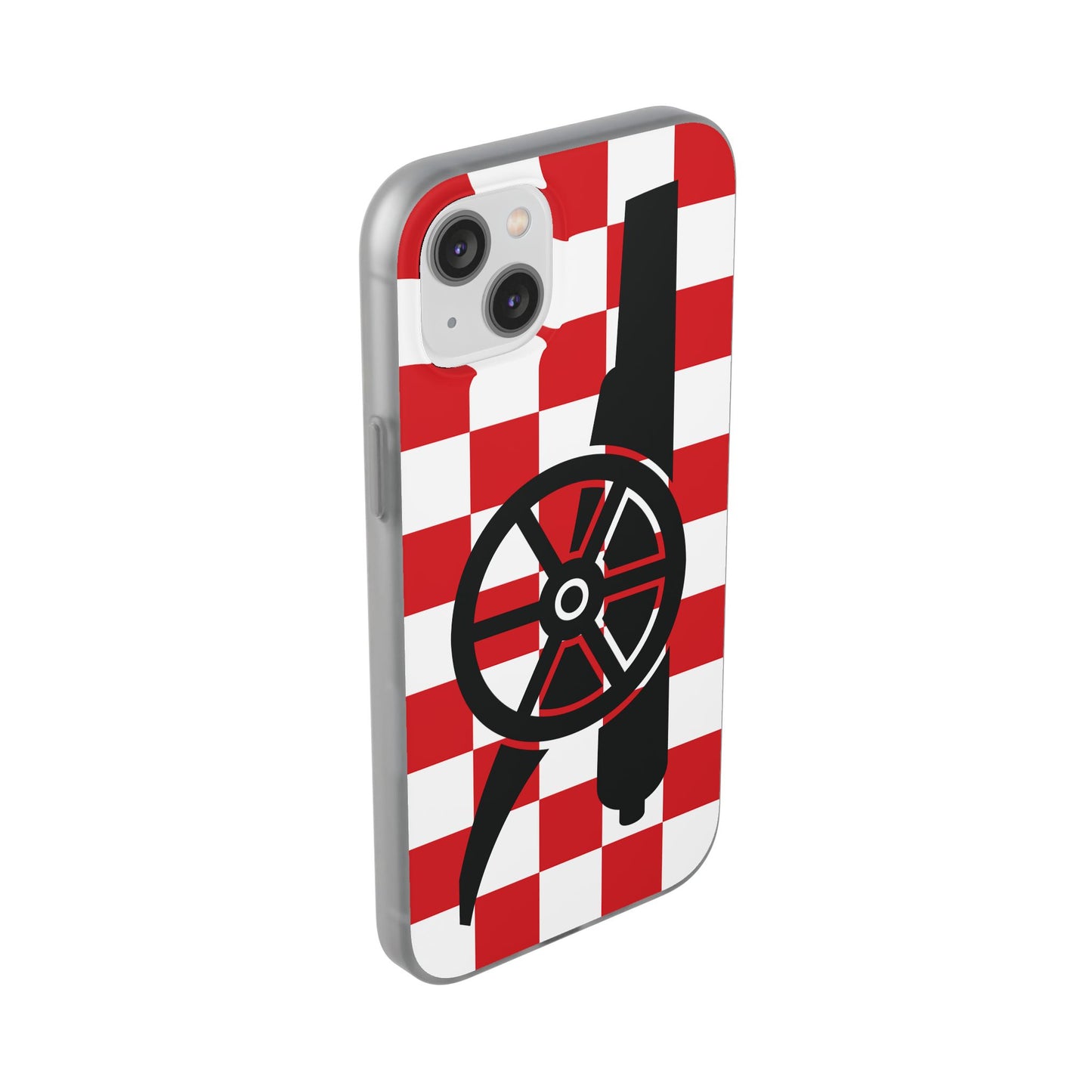 Arsenal Cannon Red & White Chequered iPhone Flexi Case - iPhone 16, 15, 14, Plus/Pro/Pro Max