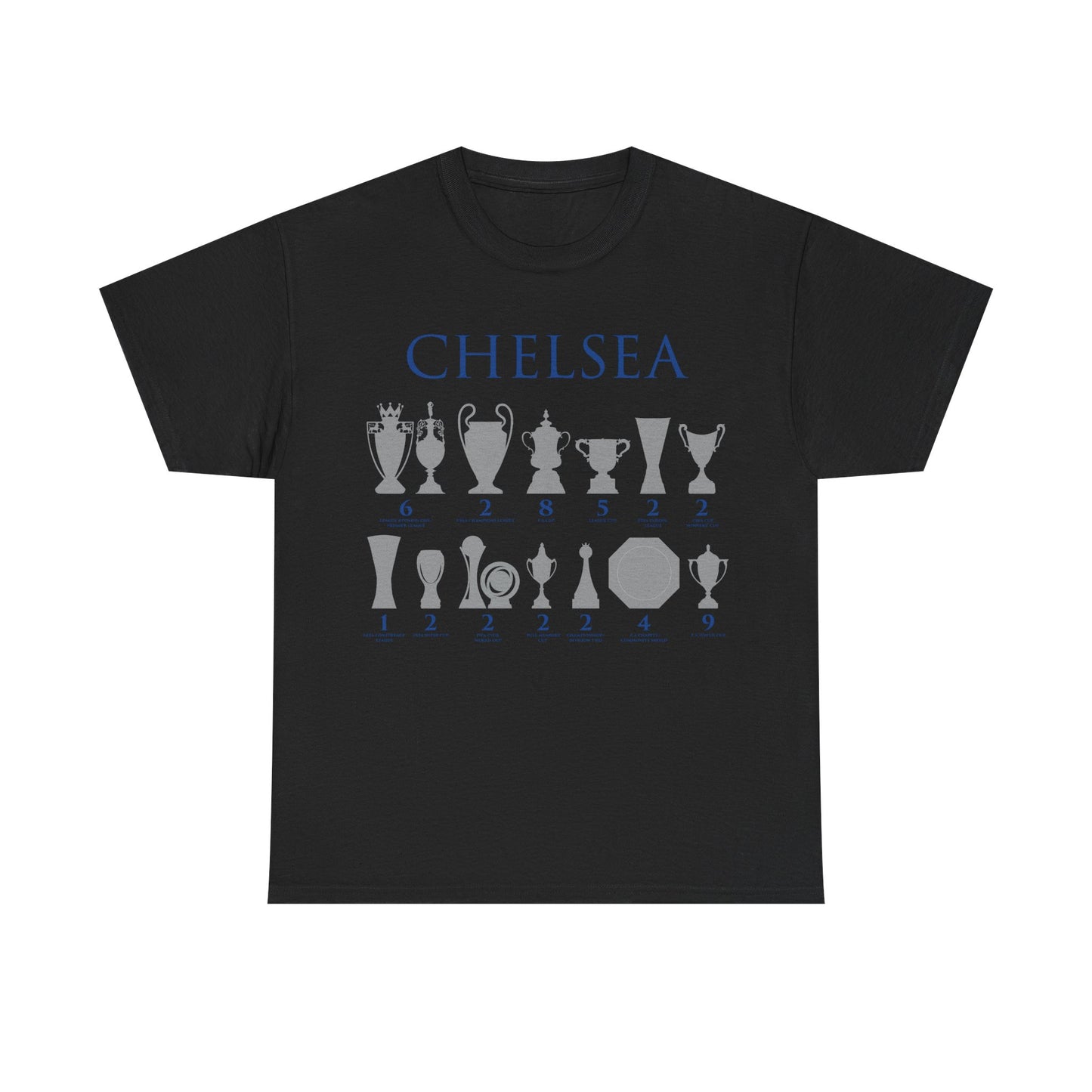 Chelsea Trophies Unisex Heavy Cotton T-Shirt - Royal/White/Black/Gold/Navy