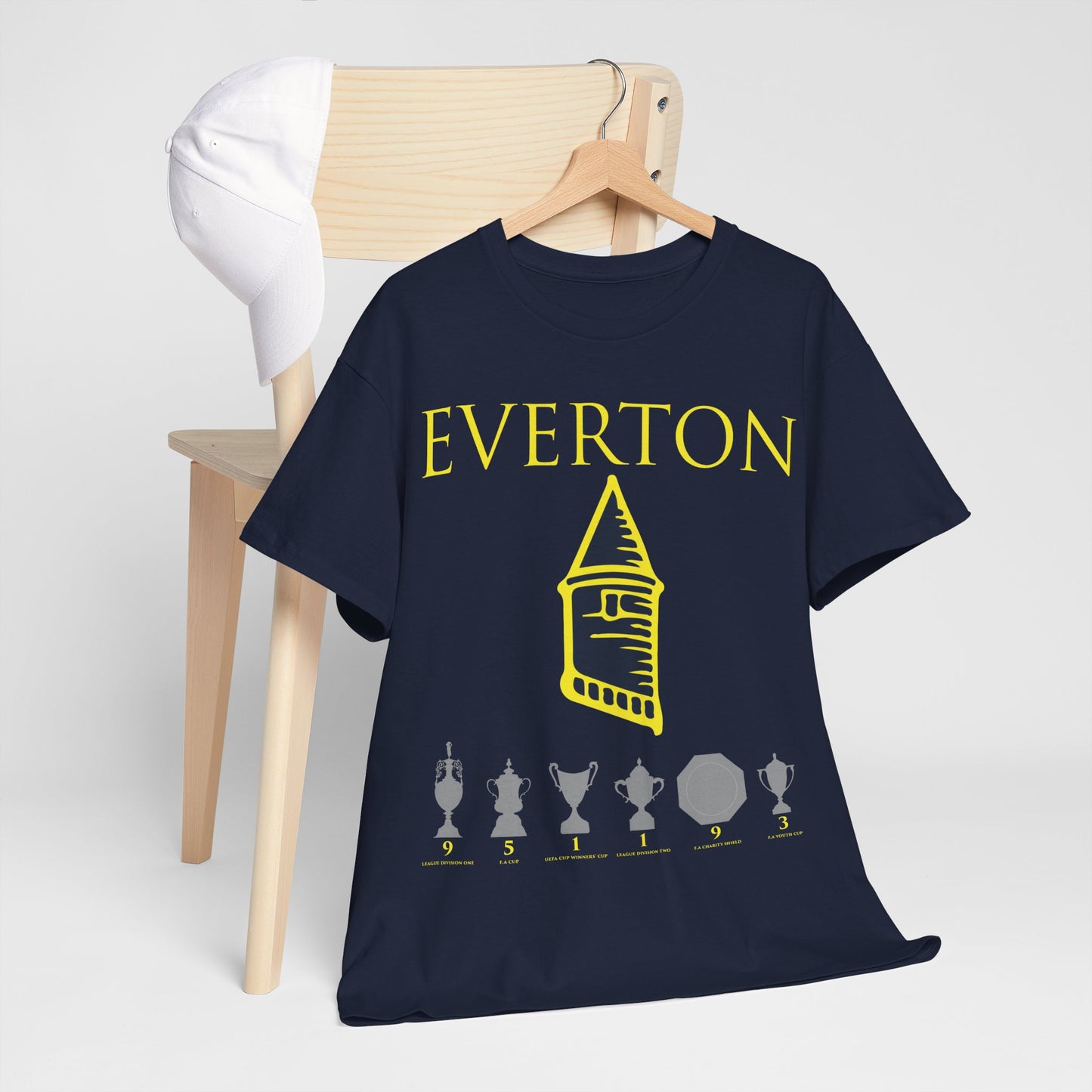 Everton Tower & Trophies Unisex Heavy Cotton T-Shirt - Royal/White/Black/Gold/Navy