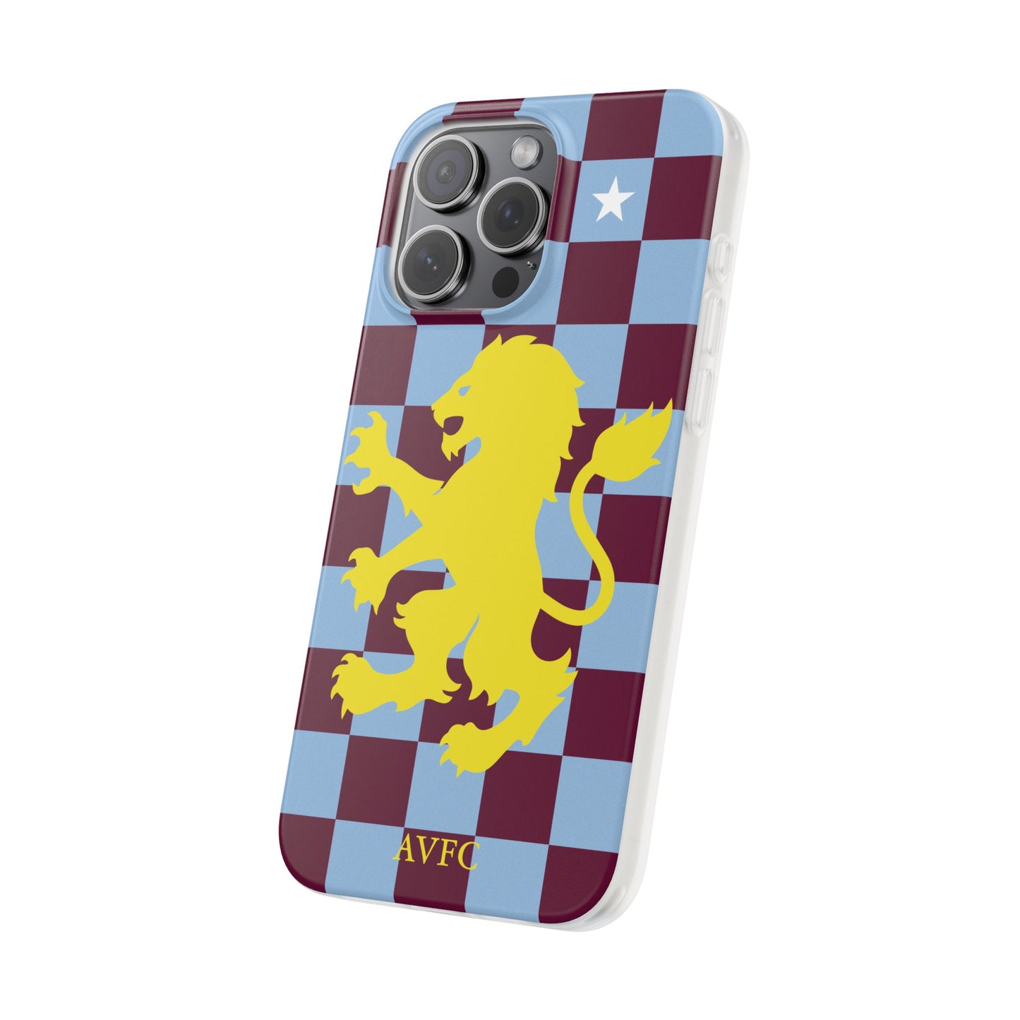 Aston Villa Claret & Blue Chequered iPhone Flexi Case - iPhone 16, 15, 14, Plus/Pro/Pro Max