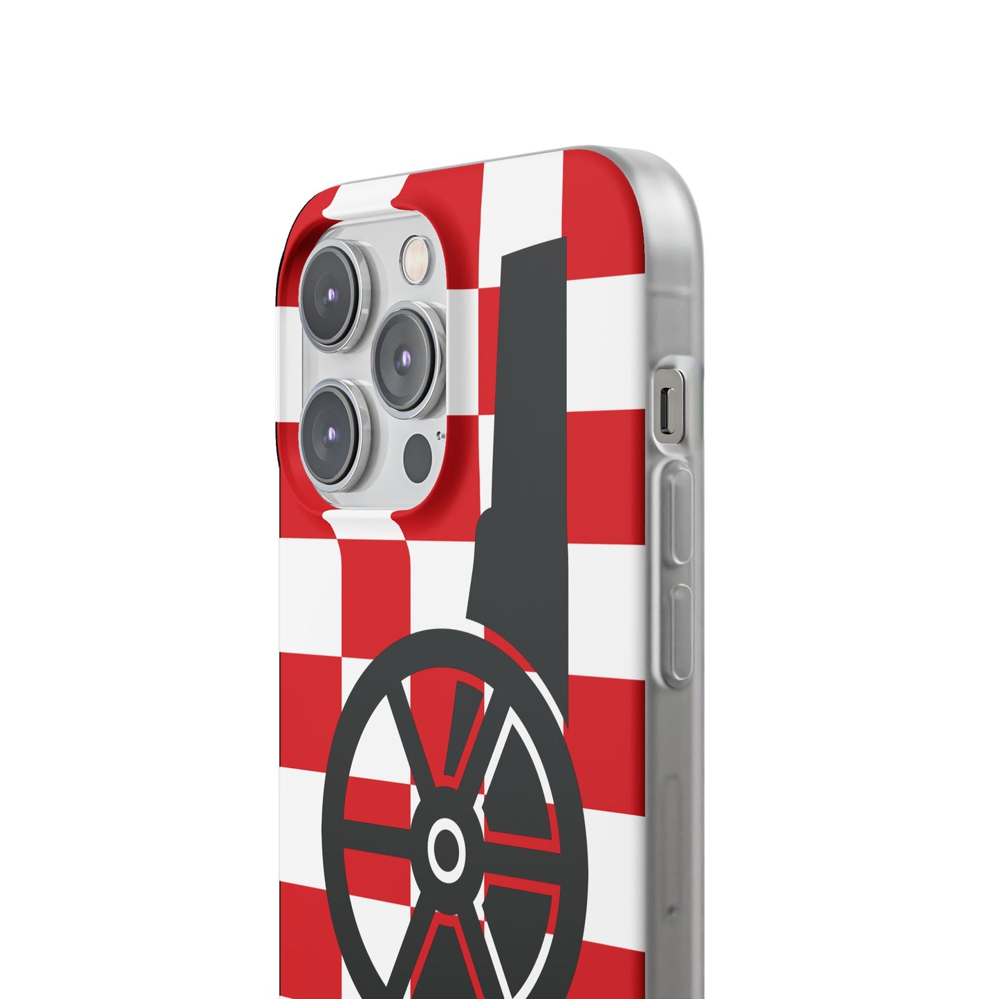 Arsenal Cannon Red & White Chequered iPhone Flexi Case - iPhone 16, 15, 14, Plus/Pro/Pro Max