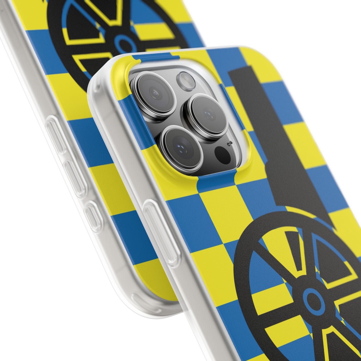 Arsenal Cannon Blue & Yellow Chequered iPhone Flexi Case - iPhone 16, 15, 14, Plus/Pro/Pro Max