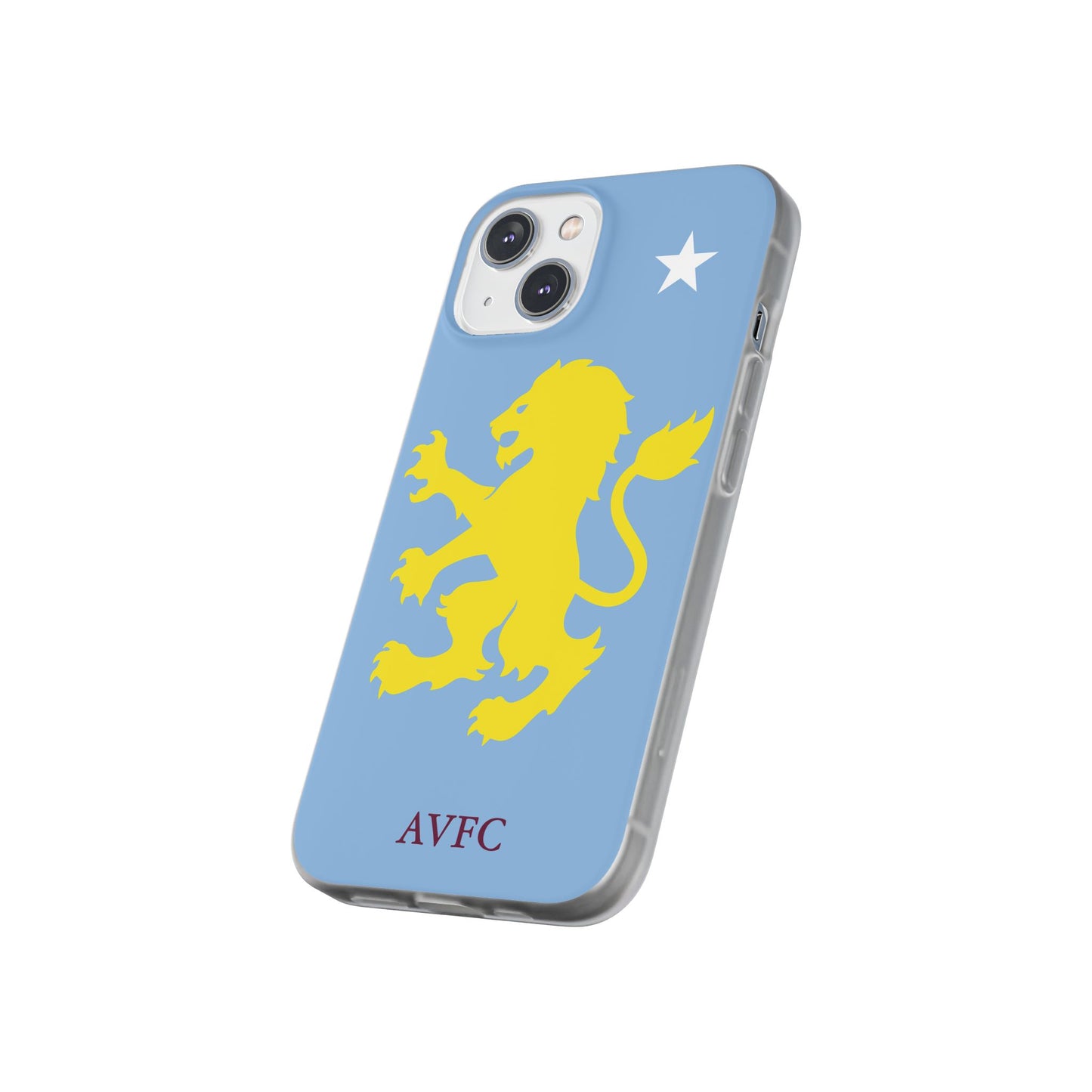 Aston Villa iPhone Flexi Case - iPhone 16, 15, 14, Plus/Pro/Pro Max - Blue, Yellow Lion