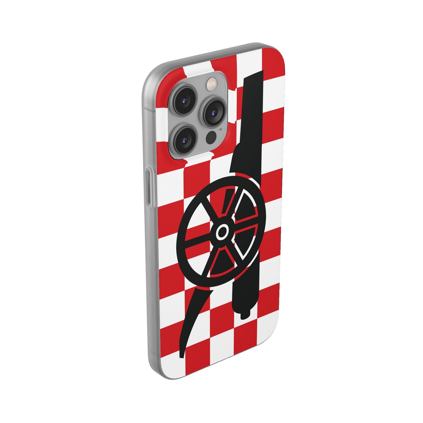 Arsenal Cannon Red & White Chequered iPhone Flexi Case - iPhone 16, 15, 14, Plus/Pro/Pro Max