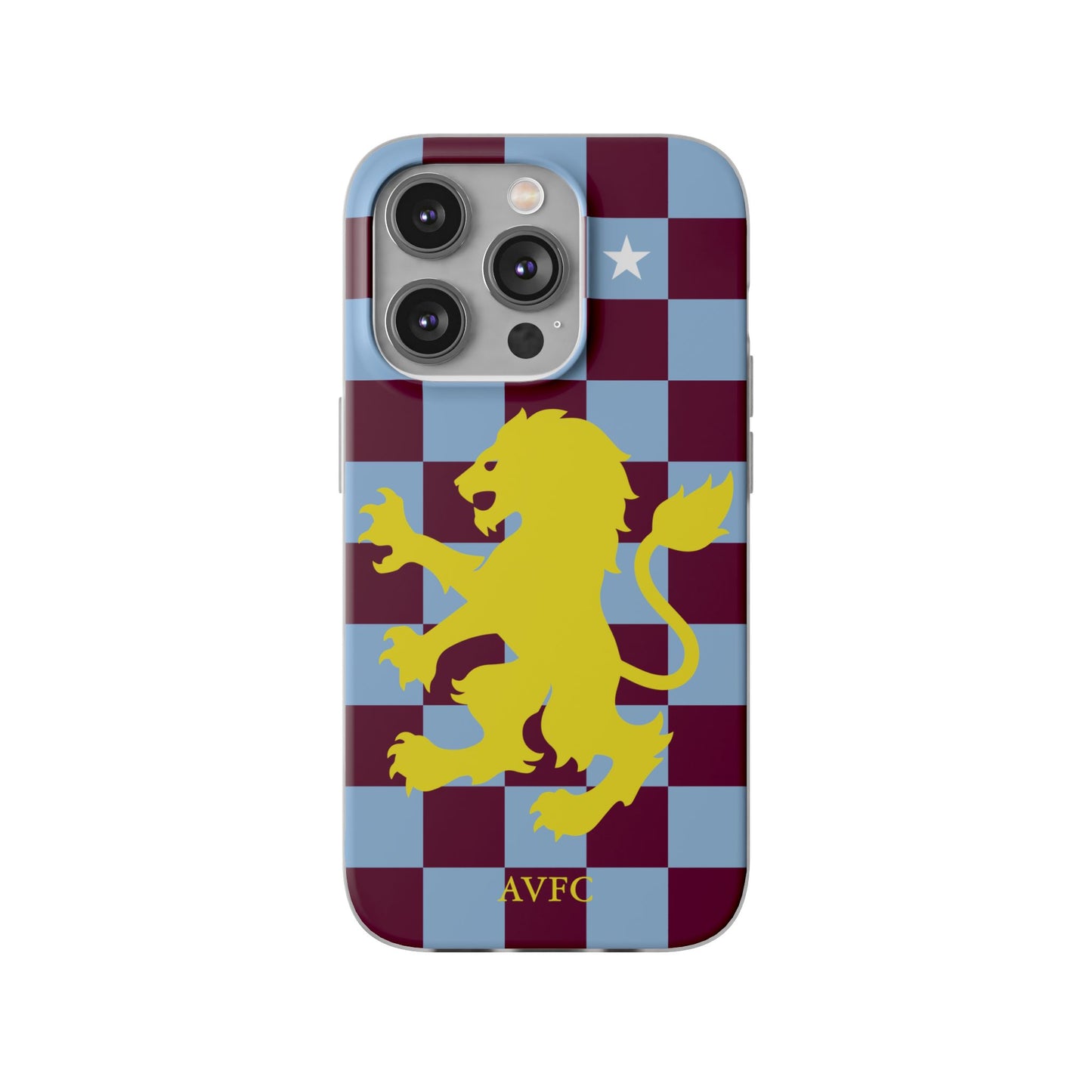 Aston Villa Claret & Blue Chequered iPhone Flexi Case - iPhone 16, 15, 14, Plus/Pro/Pro Max