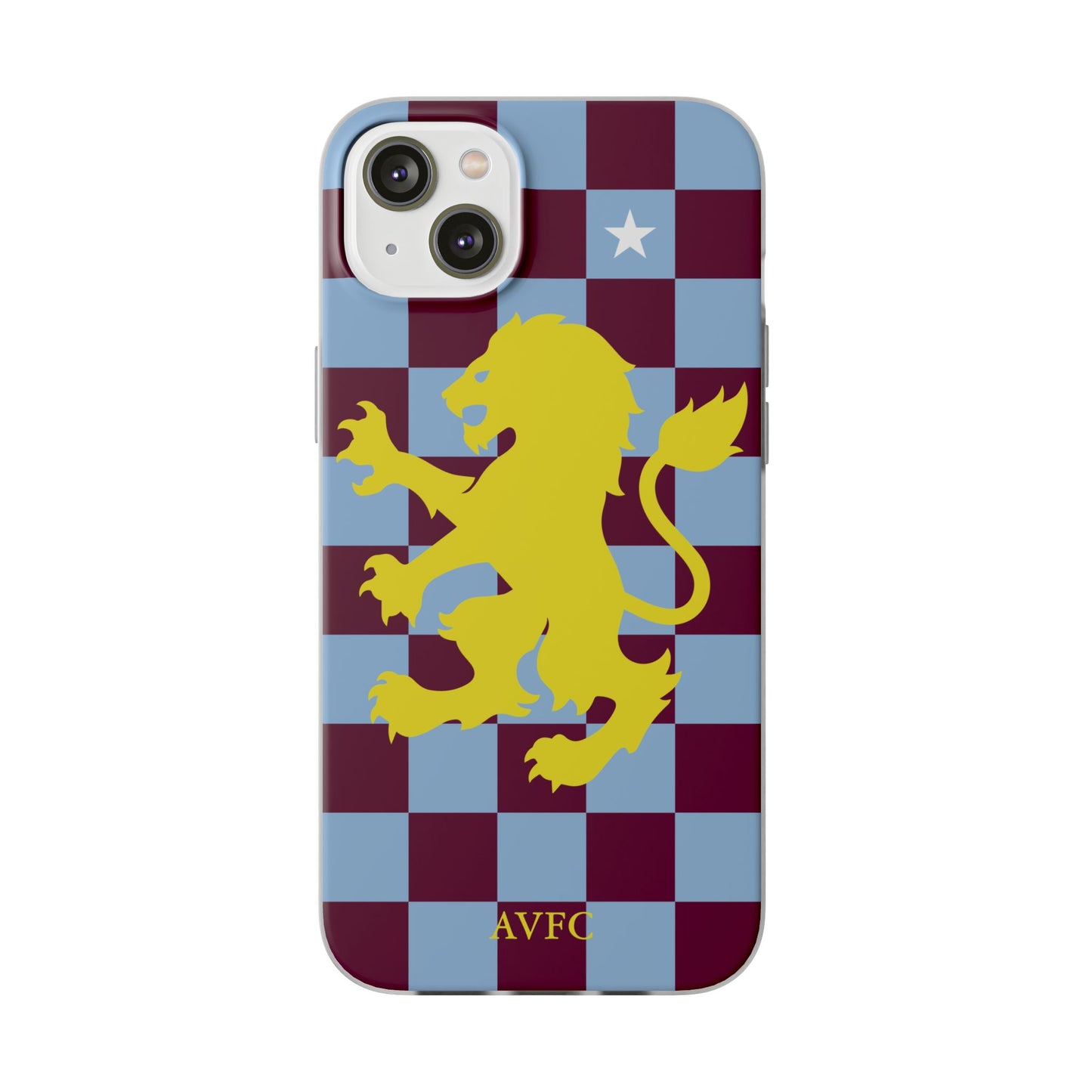 Aston Villa Claret & Blue Chequered iPhone Flexi Case - iPhone 16, 15, 14, Plus/Pro/Pro Max