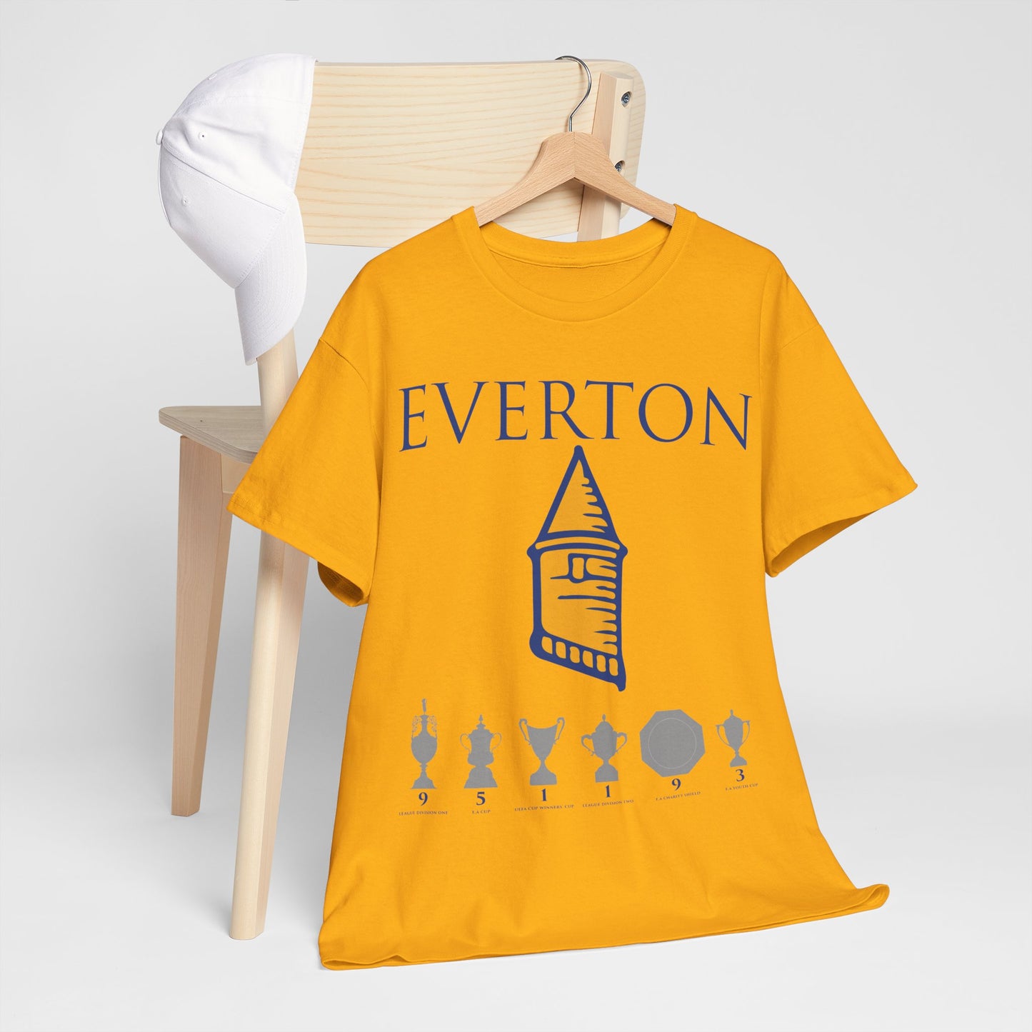 Everton Tower & Trophies Unisex Heavy Cotton T-Shirt - Royal/White/Black/Gold/Navy