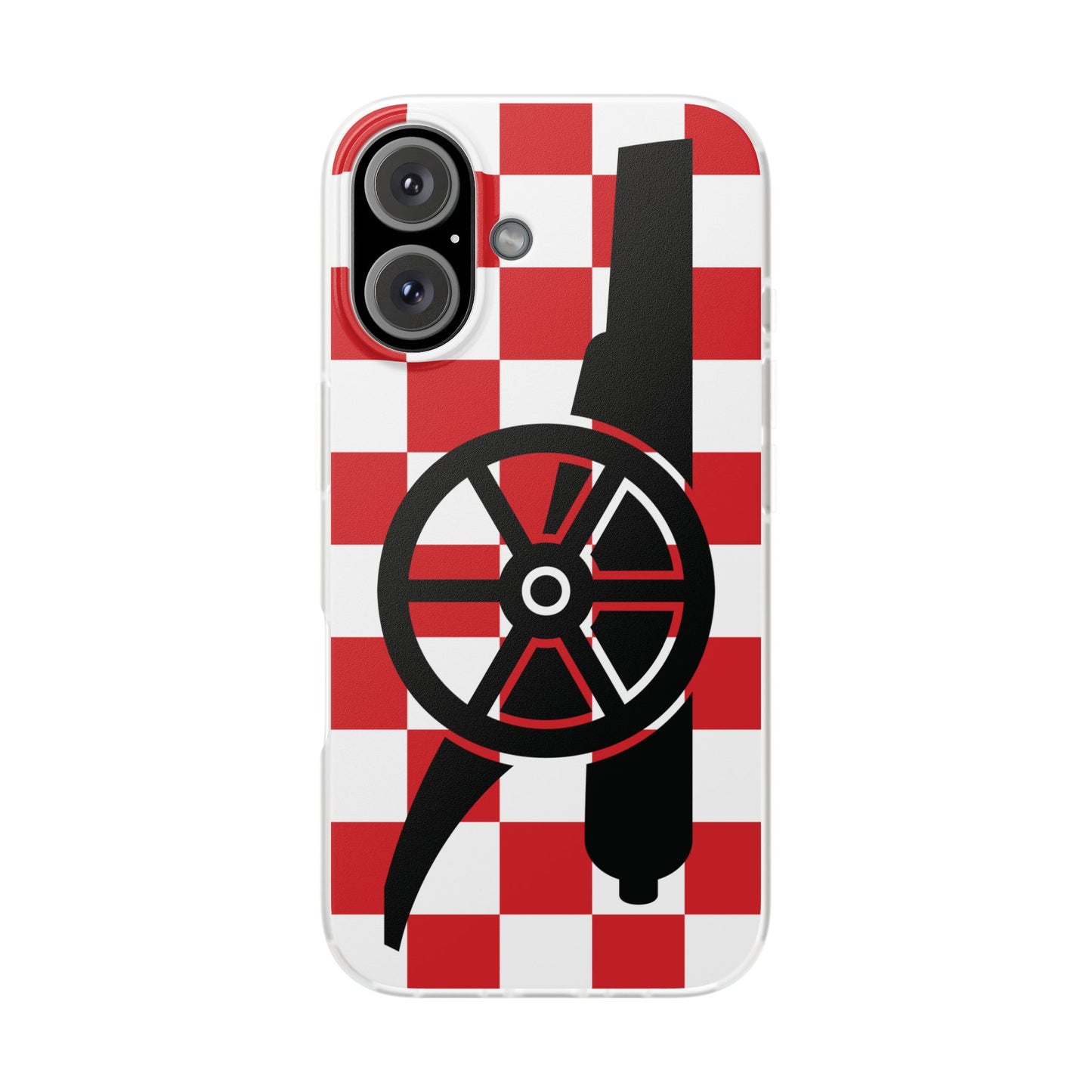 Arsenal Cannon Red & White Chequered iPhone Flexi Case - iPhone 16, 15, 14, Plus/Pro/Pro Max