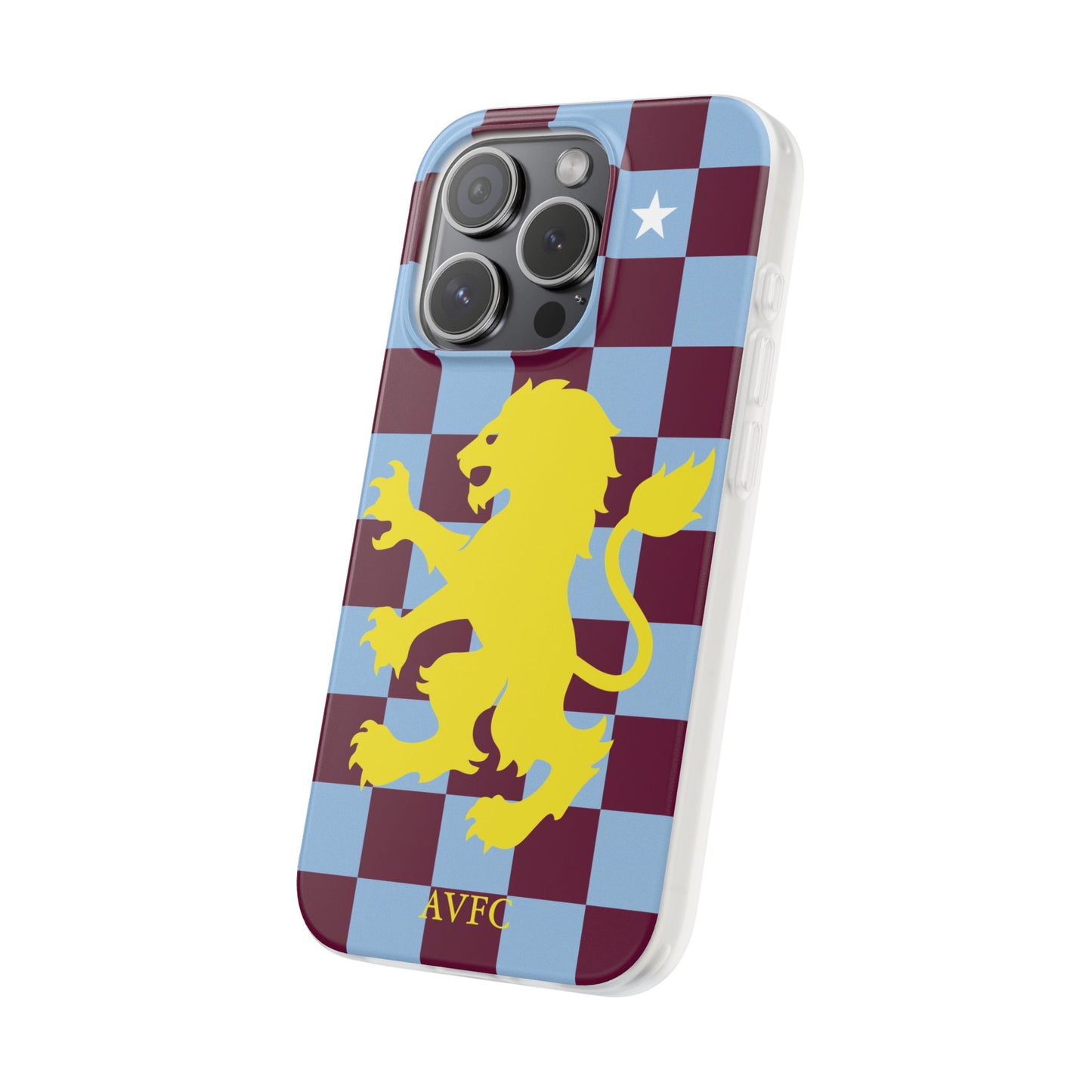Aston Villa Claret & Blue Chequered iPhone Flexi Case - iPhone 16, 15, 14, Plus/Pro/Pro Max