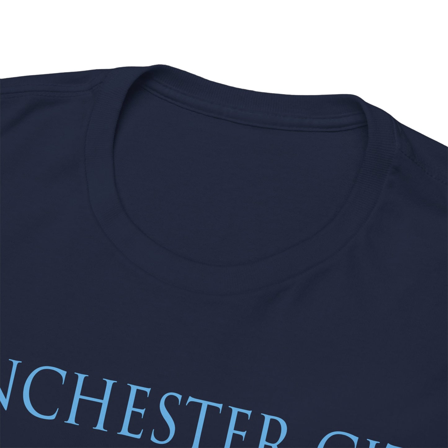 Manchester City Trophies Unisex Heavy Cotton T-Shirt - Light Blue/White/Black/Navy