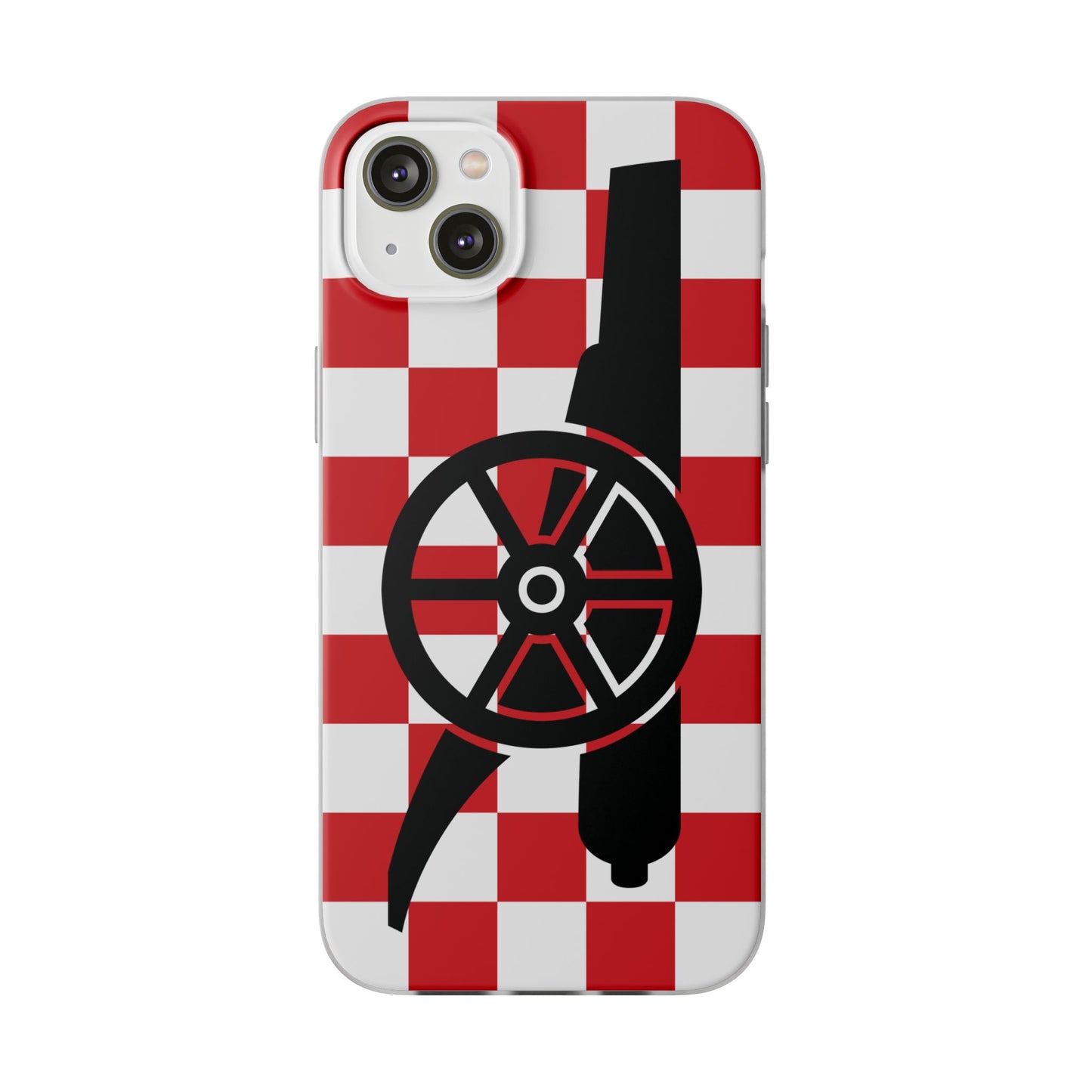 Arsenal Cannon Red & White Chequered iPhone Flexi Case - iPhone 16, 15, 14, Plus/Pro/Pro Max