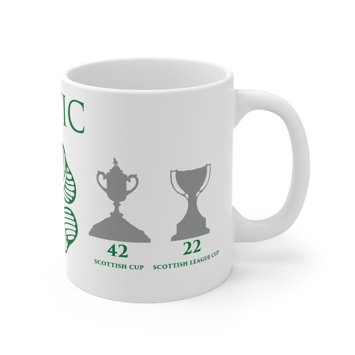 Celtic Trophies & Clover Mug - White