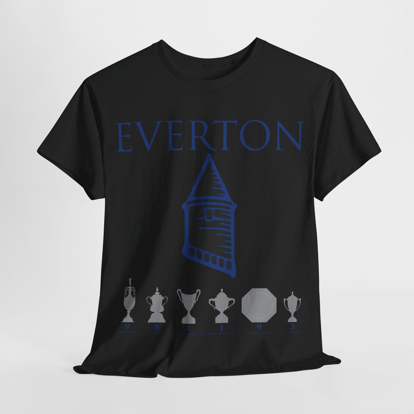 Everton Tower & Trophies Unisex Heavy Cotton T-Shirt - Royal/White/Black/Gold/Navy