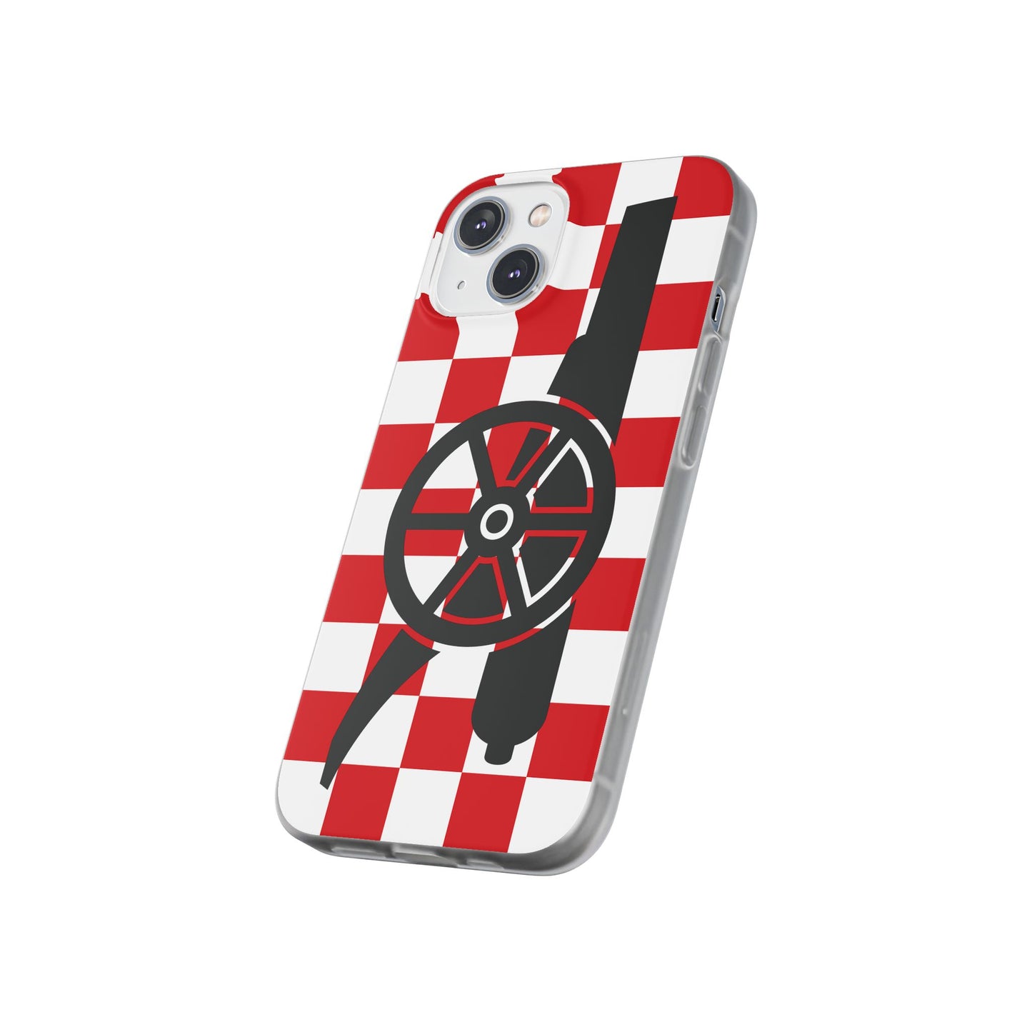 Arsenal Cannon Red & White Chequered iPhone Flexi Case - iPhone 16, 15, 14, Plus/Pro/Pro Max