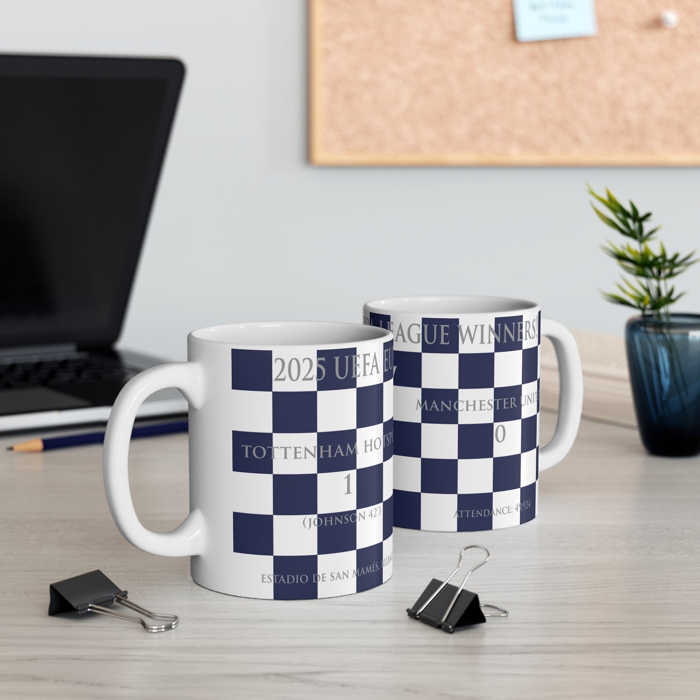 Tottenham Hotspur Europa League Winners Mug - Chequered