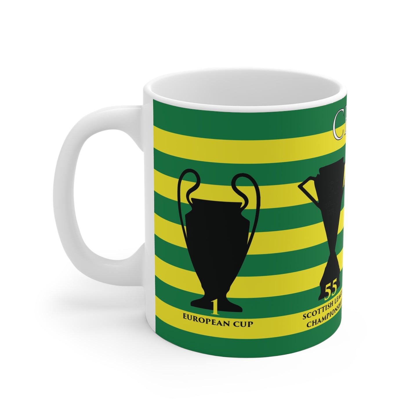 Celtic Trophies Mug - Hoops - Yellow
