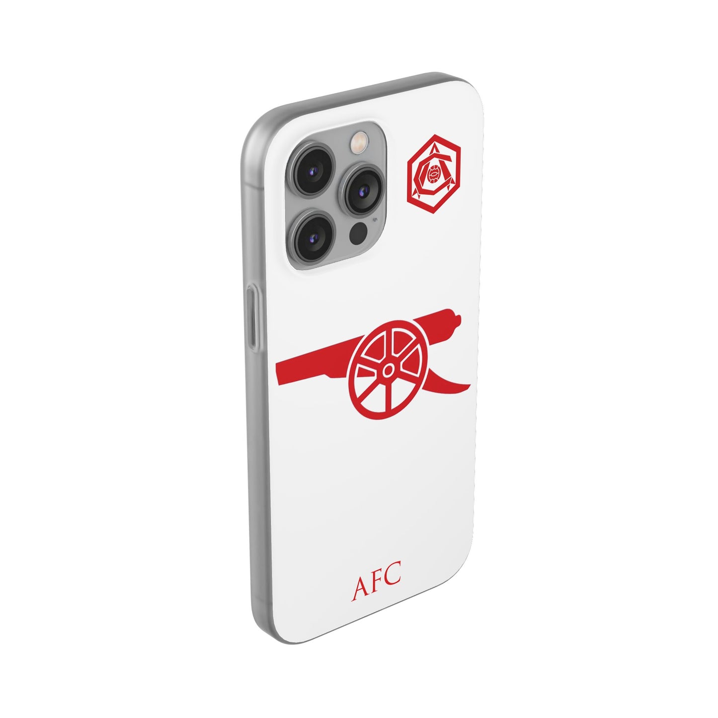 Arsenal Cannon & Monogram White iPhone Flexi Case - iPhone 16, 15, 14, Plus/Pro/Pro Max