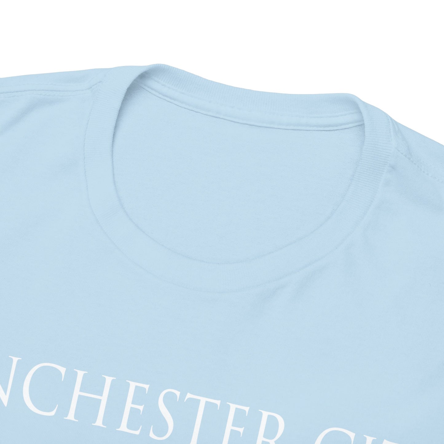 Manchester City Trophies Unisex Heavy Cotton T-Shirt - Light Blue/White/Black/Navy