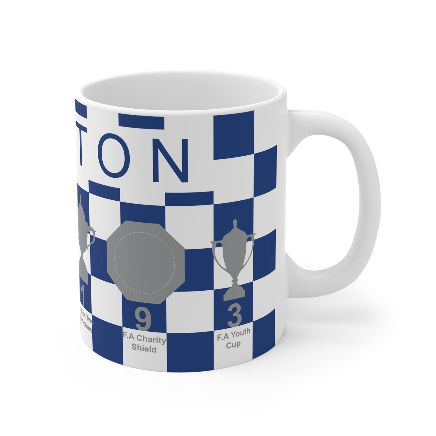 Everton Blue & White Chequered Trophies Mug