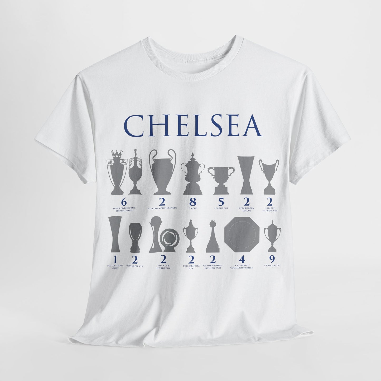 Chelsea Trophies Unisex Heavy Cotton T-Shirt - Royal/White/Black/Gold/Navy