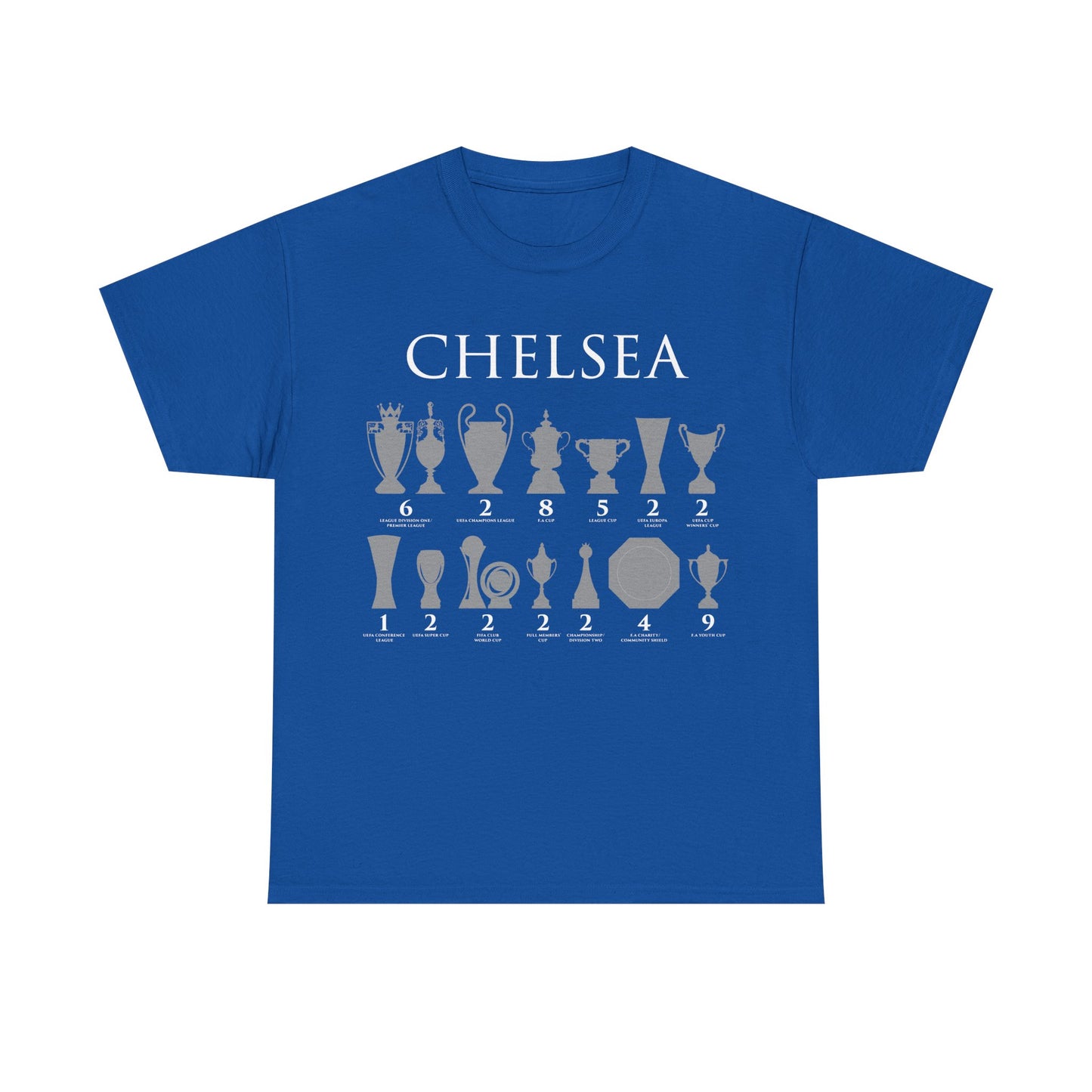 Chelsea Trophies Unisex Heavy Cotton T-Shirt - Royal/White/Black/Gold/Navy