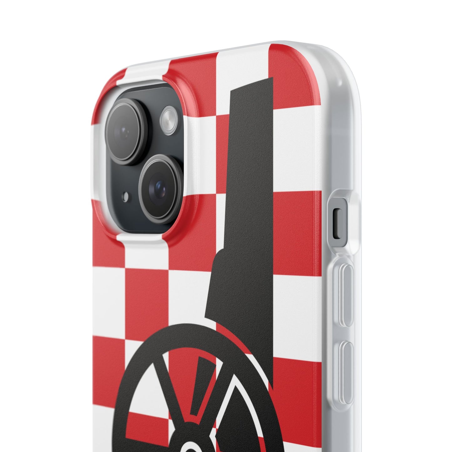 Arsenal Cannon Red & White Chequered iPhone Flexi Case - iPhone 16, 15, 14, Plus/Pro/Pro Max