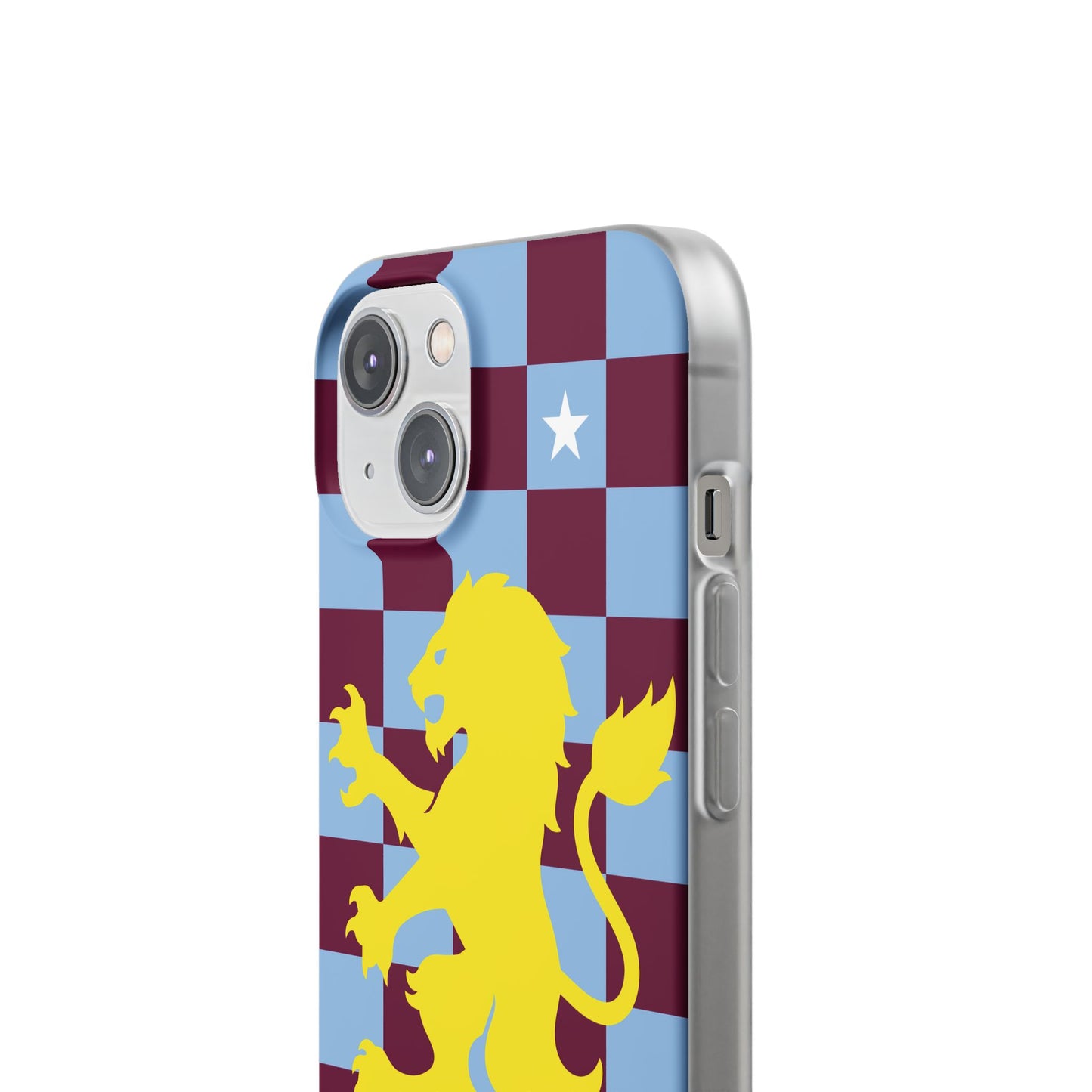 Aston Villa Claret & Blue Chequered iPhone Flexi Case - iPhone 16, 15, 14, Plus/Pro/Pro Max