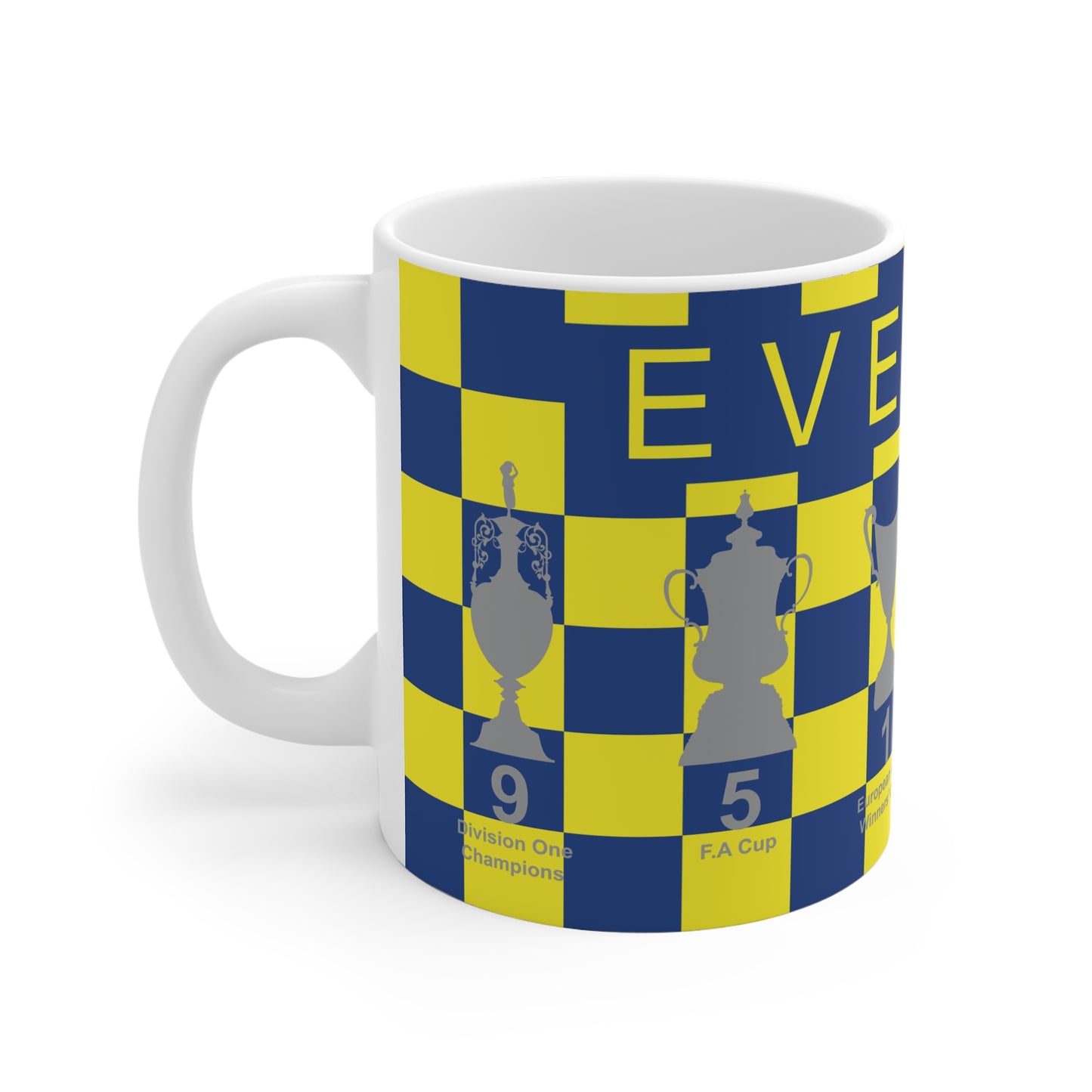 Everton Yellow & Blue Chequered Trophies Mug