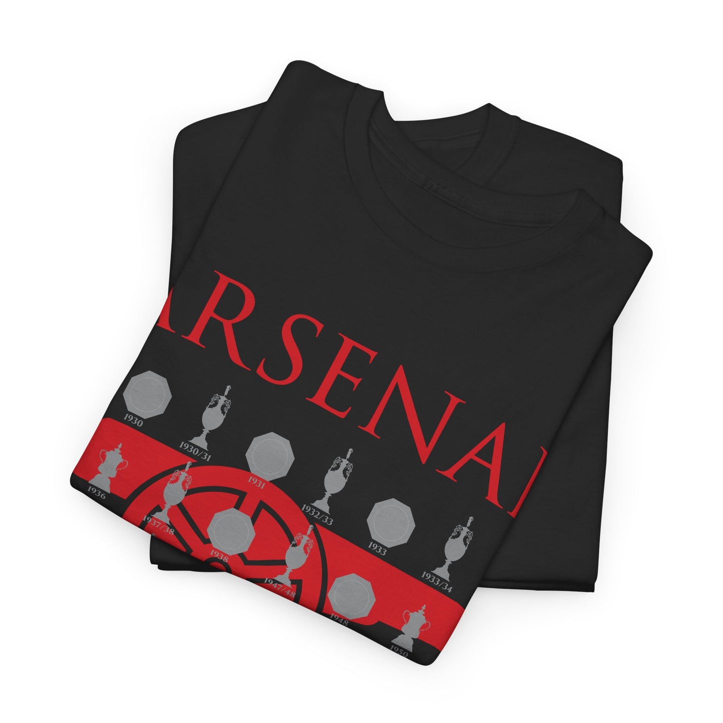 Arsenal Cannon & Trophies Collection Unisex Heavy Cotton T-Shirt - Red/Black/White/Sport Grey/Royal/Gold/Navy
