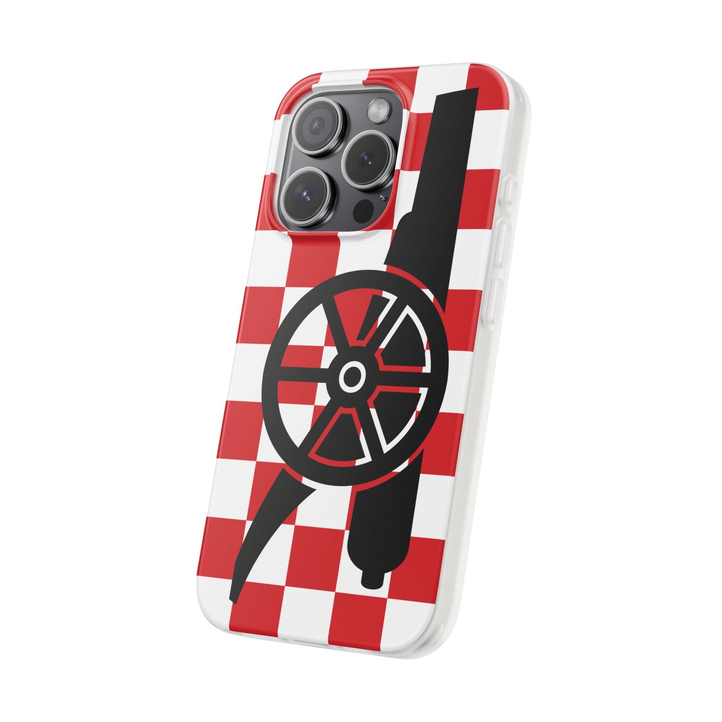 Arsenal Cannon Red & White Chequered iPhone Flexi Case - iPhone 16, 15, 14, Plus/Pro/Pro Max