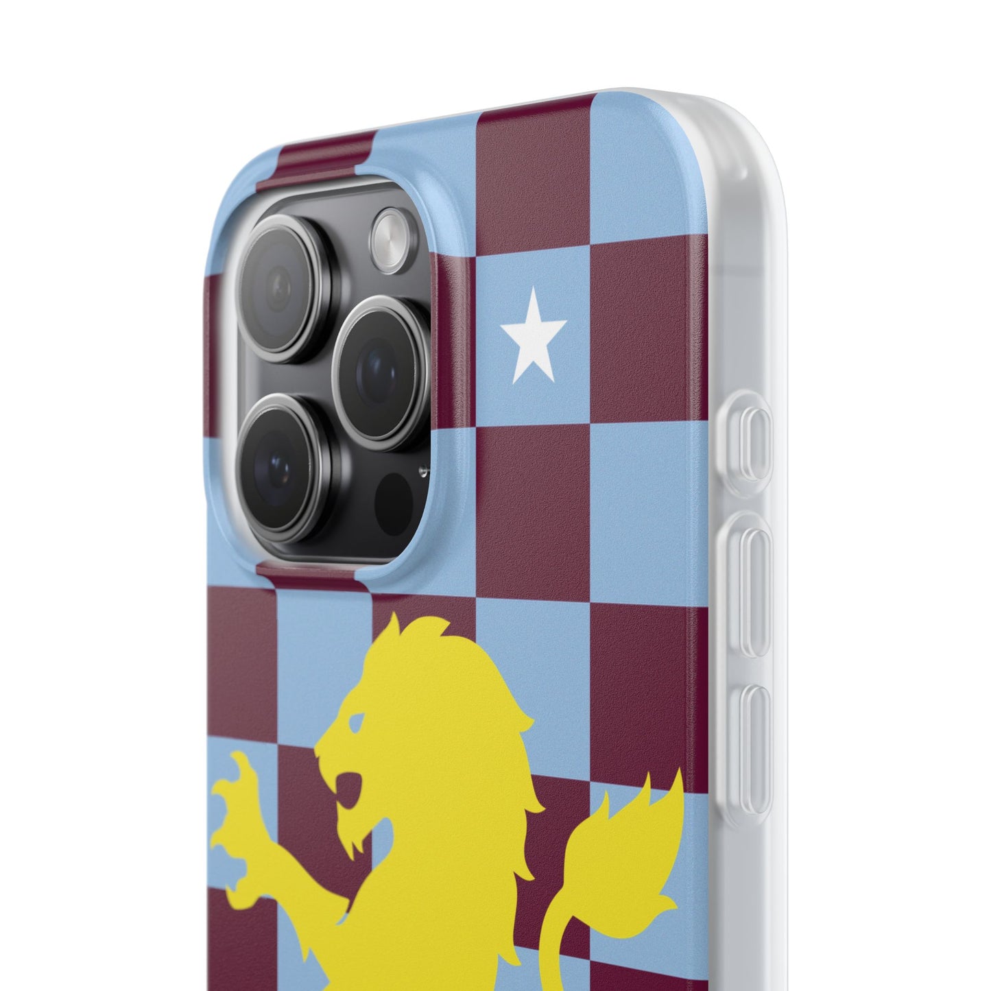Aston Villa Claret & Blue Chequered iPhone Flexi Case - iPhone 16, 15, 14, Plus/Pro/Pro Max