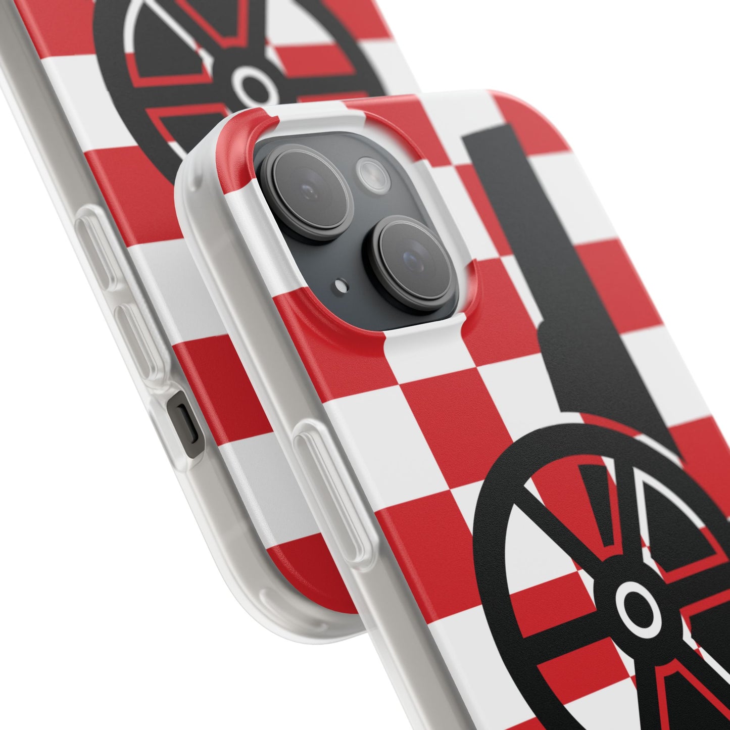 Arsenal Cannon Red & White Chequered iPhone Flexi Case - iPhone 16, 15, 14, Plus/Pro/Pro Max