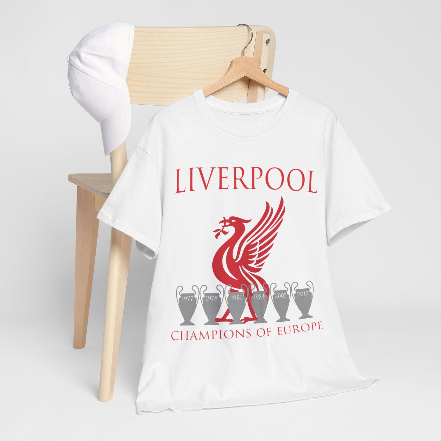 Liverpool Champions of Europe Unisex Heavy Cotton T-Shirt - Red/White/Black/Gold/Sport Grey/Charcoal