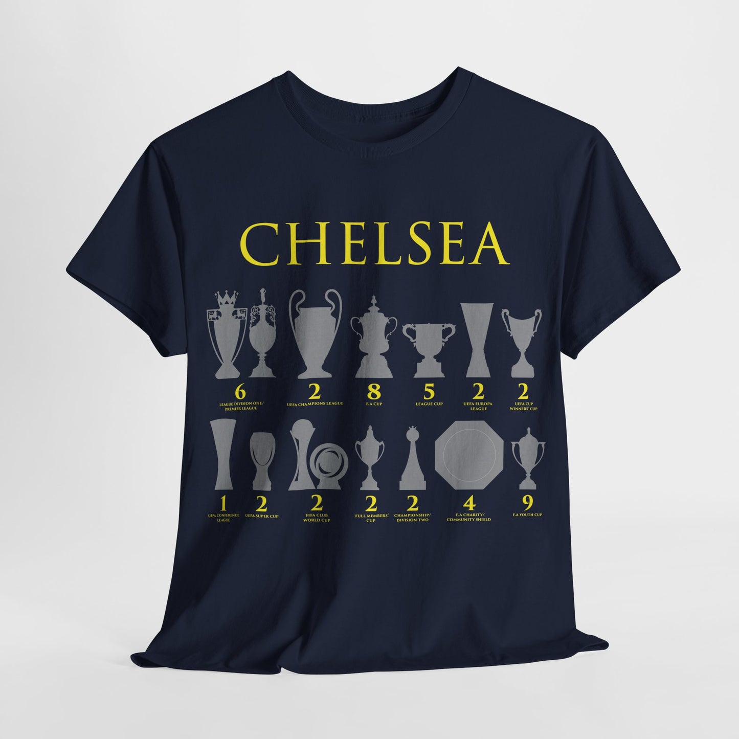 Chelsea Trophies Unisex Heavy Cotton T-Shirt - Royal/White/Black/Gold/Navy