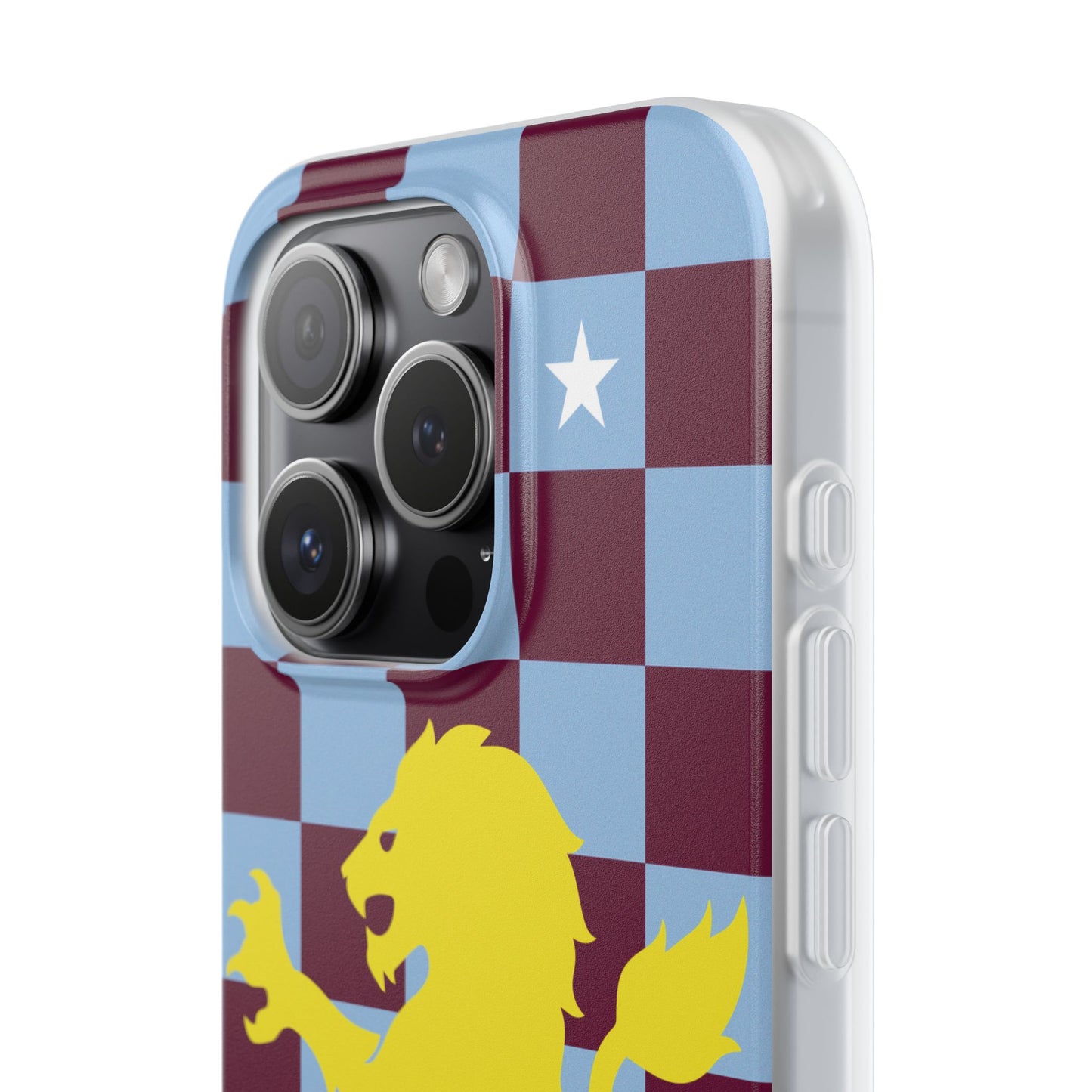 Aston Villa Claret & Blue Chequered iPhone Flexi Case - iPhone 16, 15, 14, Plus/Pro/Pro Max