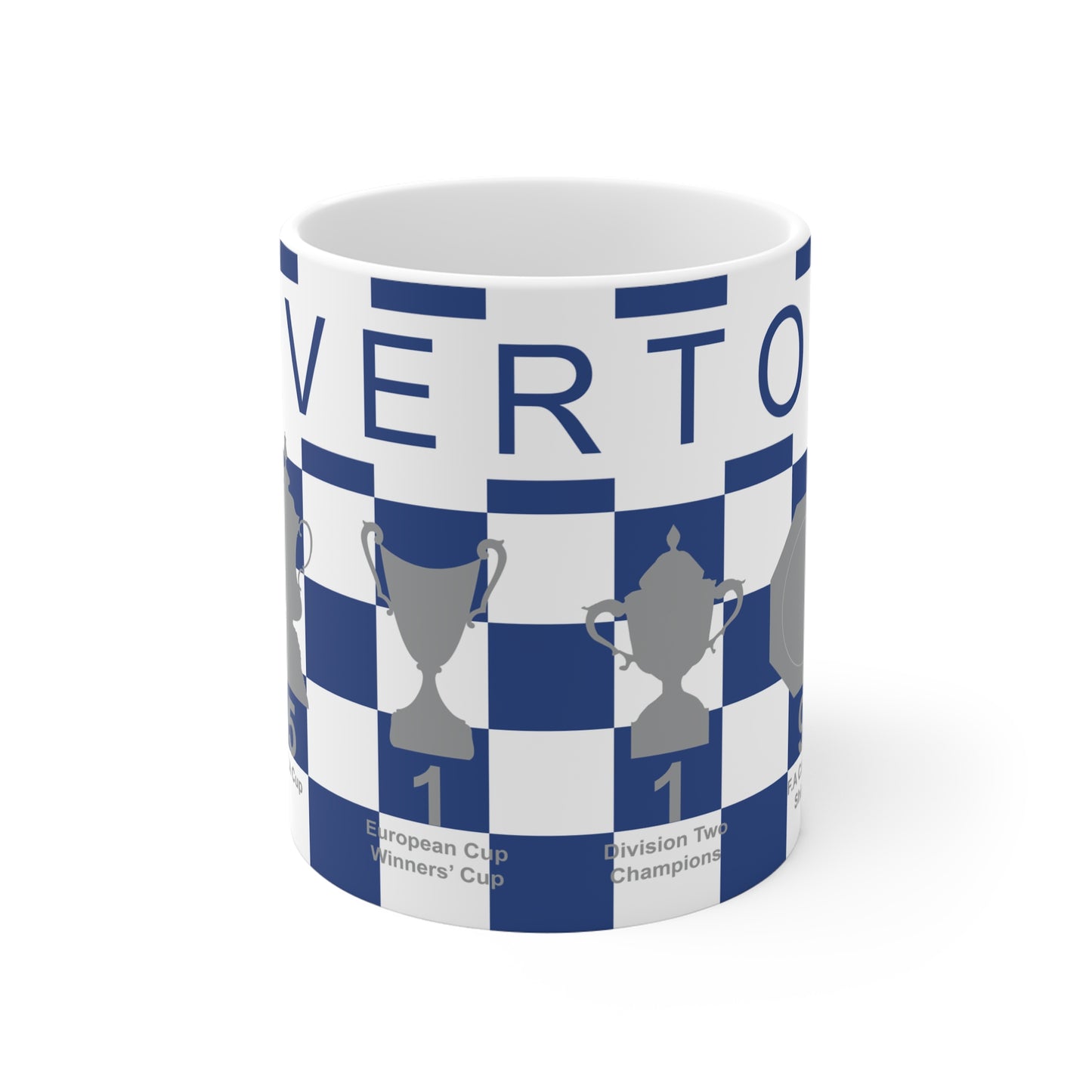 Everton Blue & White Chequered Trophies Mug