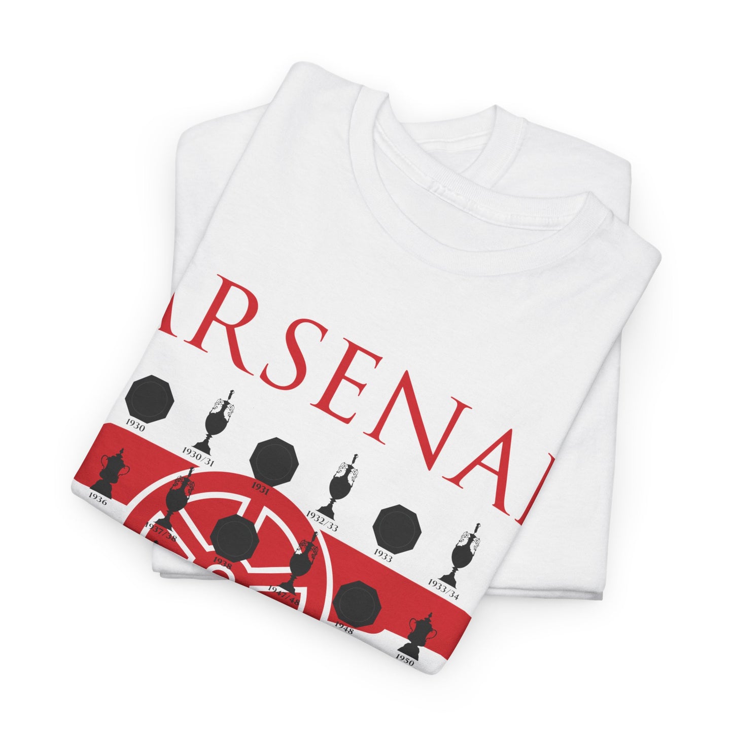 Arsenal Cannon & Trophies Collection Unisex Heavy Cotton T-Shirt - Red/Black/White/Sport Grey/Royal/Gold/Navy