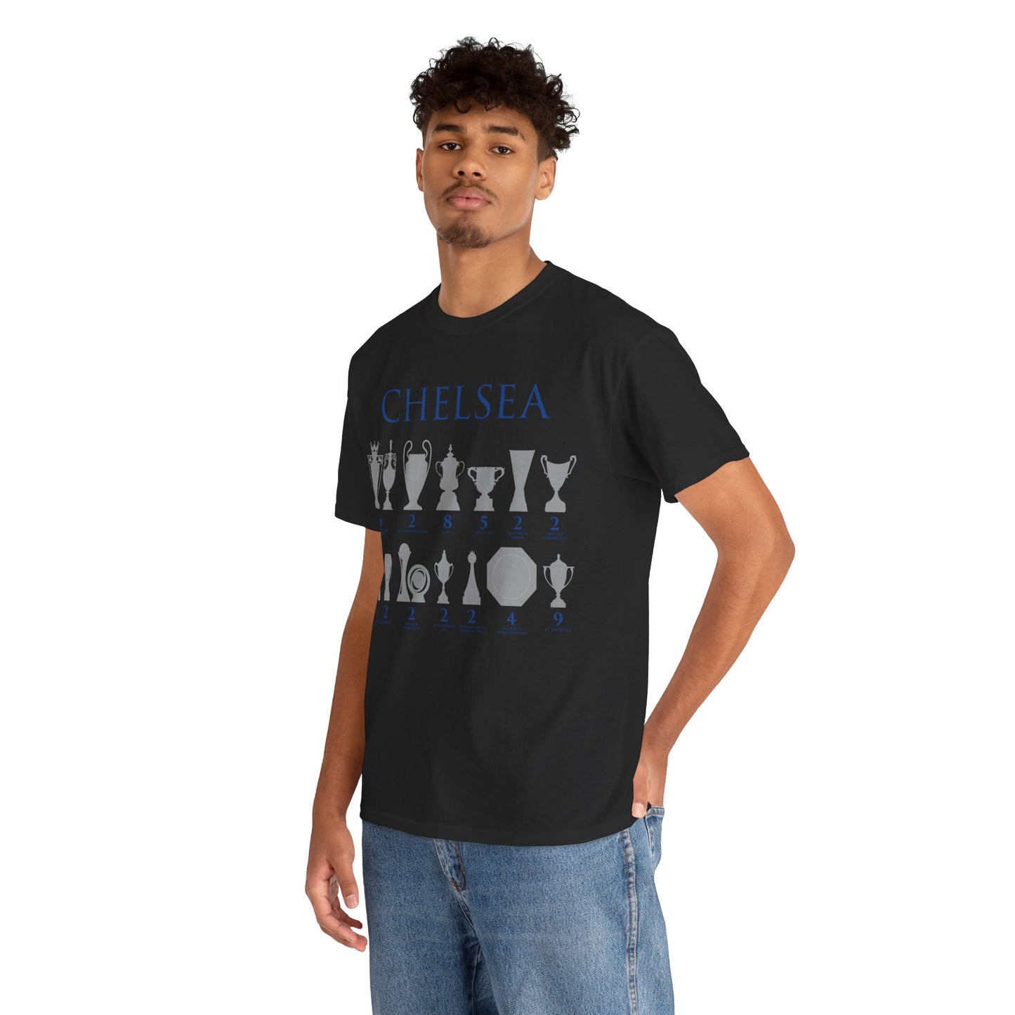 Chelsea Trophies Unisex Heavy Cotton T-Shirt - Royal/White/Black/Gold/Navy
