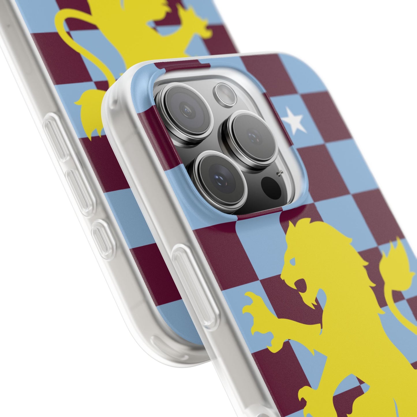 Aston Villa Claret & Blue Chequered iPhone Flexi Case - iPhone 16, 15, 14, Plus/Pro/Pro Max