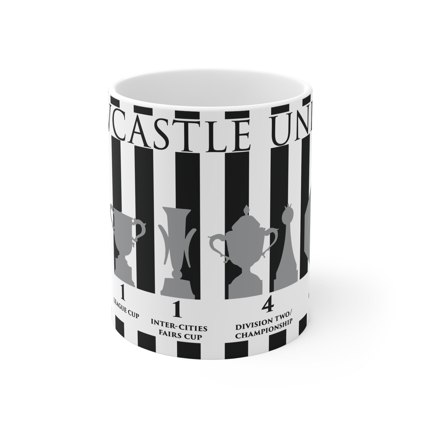 Newcastle United Trophies Mug UPDATED - Stripes - Black Text