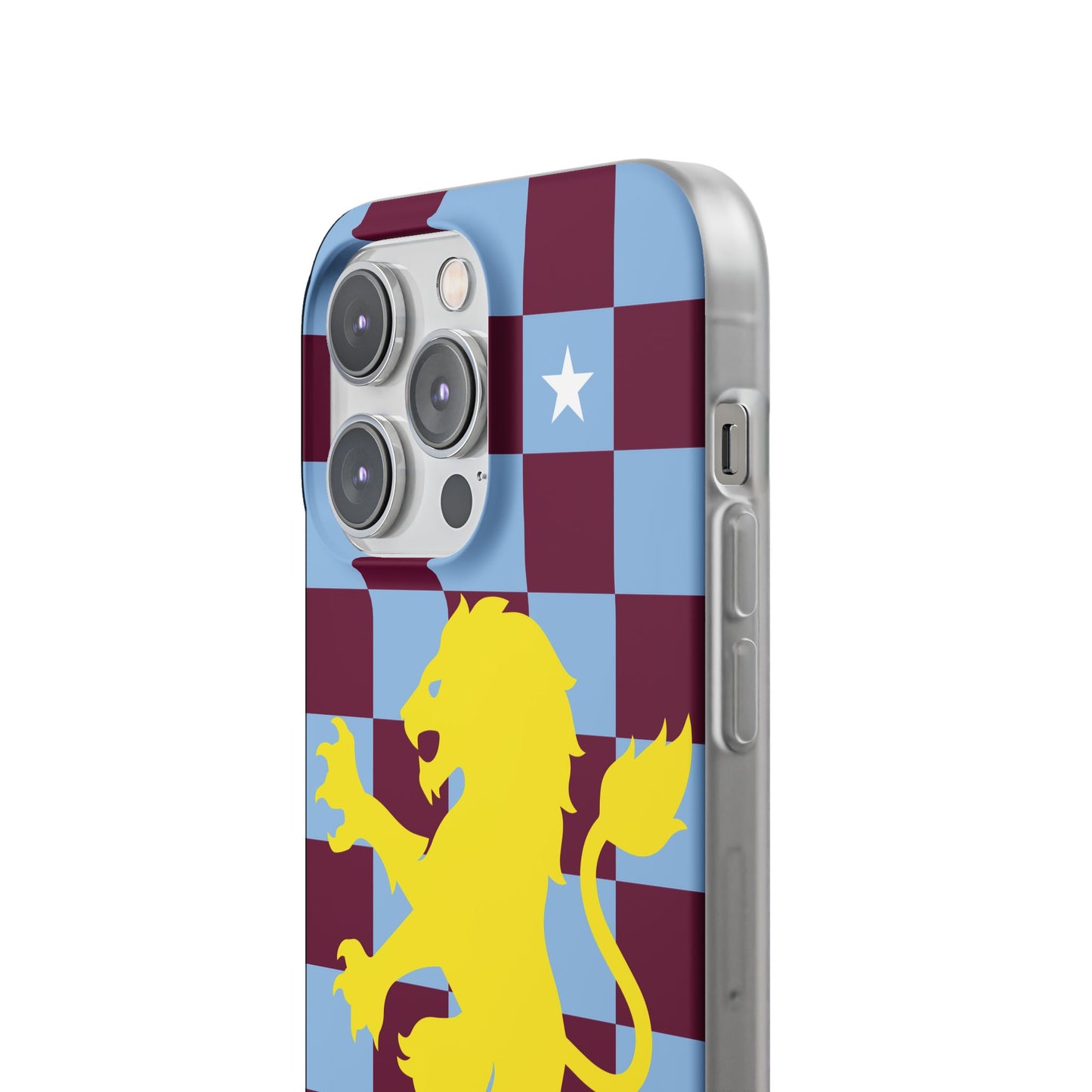 Aston Villa Claret & Blue Chequered iPhone Flexi Case - iPhone 16, 15, 14, Plus/Pro/Pro Max