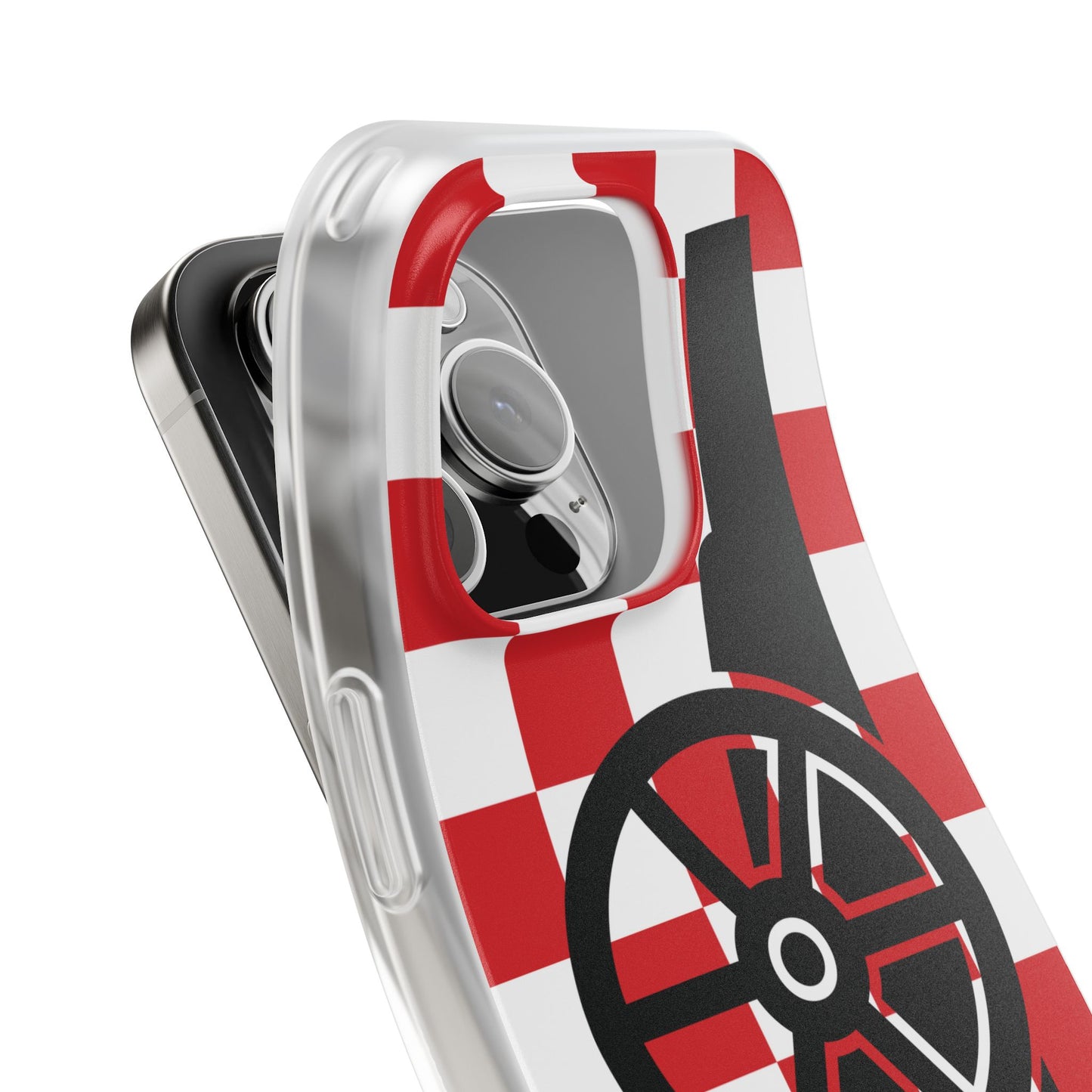 Arsenal Cannon Red & White Chequered iPhone Flexi Case - iPhone 16, 15, 14, Plus/Pro/Pro Max